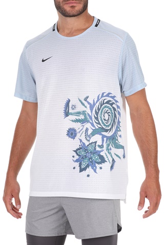 NIKE-Ανδρικό αθλητικό t-shirt NΙKΕ WILD RUN RISE 365 TOP SS μπλε ασημί