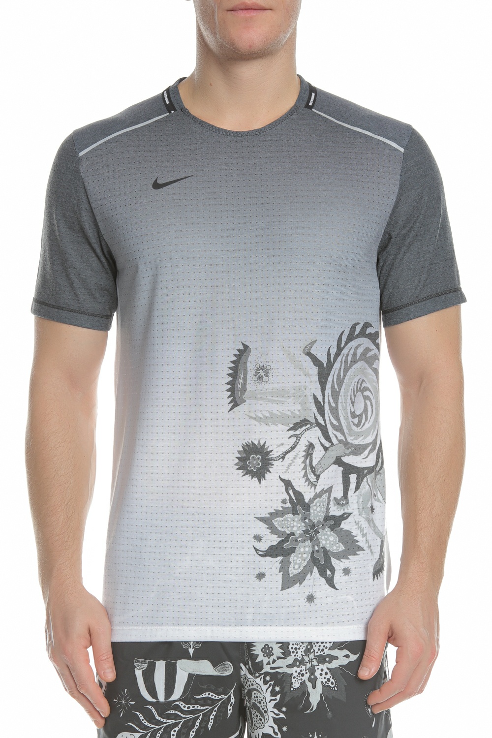 Ανδρικά/Ρούχα/Αθλητικά/T-shirt NIKE - Ανδρική αθλητική μπλούζα NIKE WILD RUN RISE 365 γκρι
