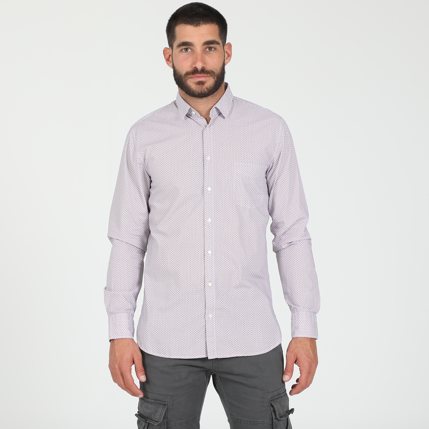 Ανδρικά/Ρούχα/Πουκάμισα/Μακρυμάνικα BOSS - Ανδρικό πουκάμισο BOSS Casual Magneton μπλε λευκό