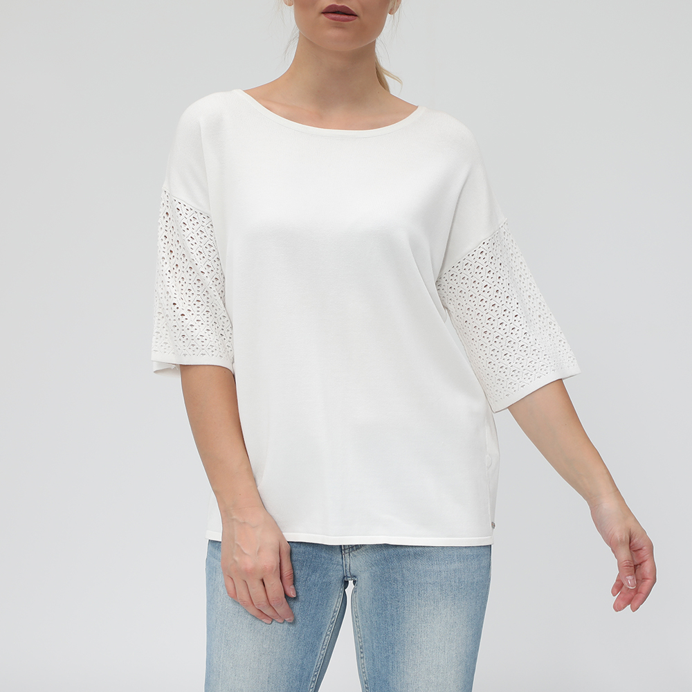 Γυναικεία/Ρούχα/Μπλούζες/Κοντομάνικες BOSS - Γυναικεία μπλούζα BOSS Wittoria Blouse λευκή