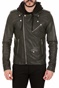 GOOSECRAFT-Ανδρικό δερμάτινο jacket GOOSECRAFT ADAM BIKER πράσινο