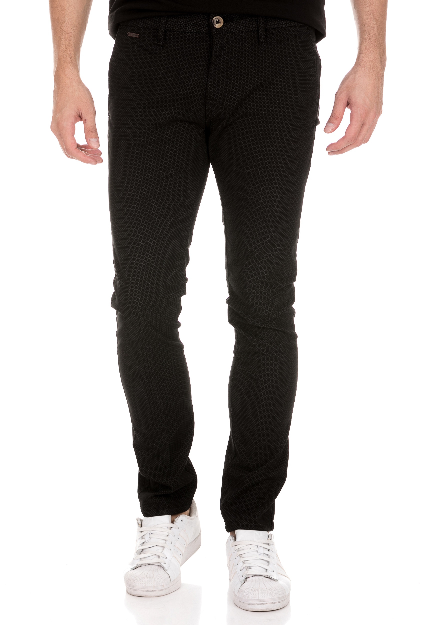 Ανδρικά/Ρούχα/Παντελόνια/Chinos GUESS - Ανδρικό chino παντελόνι GUESS DANIEL PEACH SATEEN μαύρο