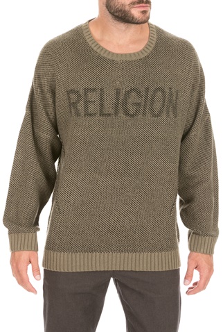 RELIGION-Ανδρική πλεκτή μπλούζα RELIGION χακί