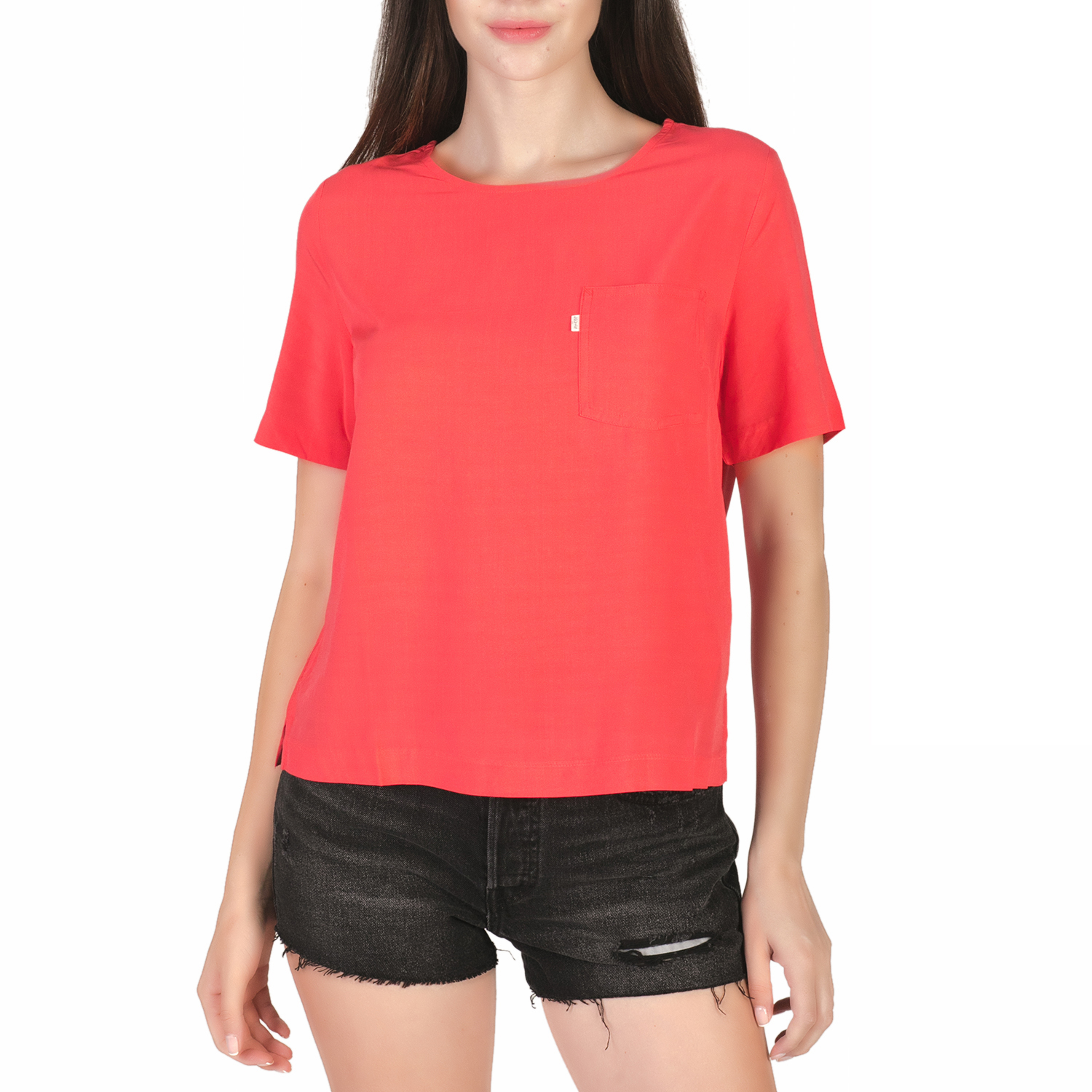 LEVI'S Γυναικεία κοντομάνικη μπλούζα LEVI'S LEILANI 1 POCKET κόκκινη