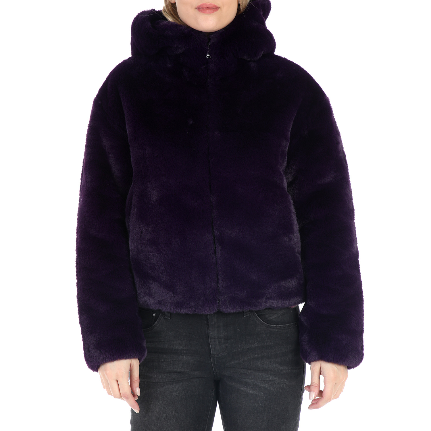 TAVUS Γυναικείο γούνινο jacket TAVUS μοβ