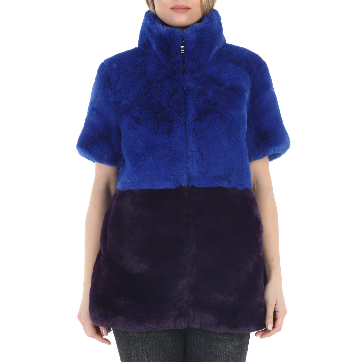 Γυναικεία/Ρούχα/Πανωφόρια/Παλτό TAVUS - Γυναικείο γούνινο παλτό TAVUS μπλε