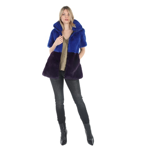 TAVUS-Γυναικείο γούνινο παλτό TAVUS μπλε