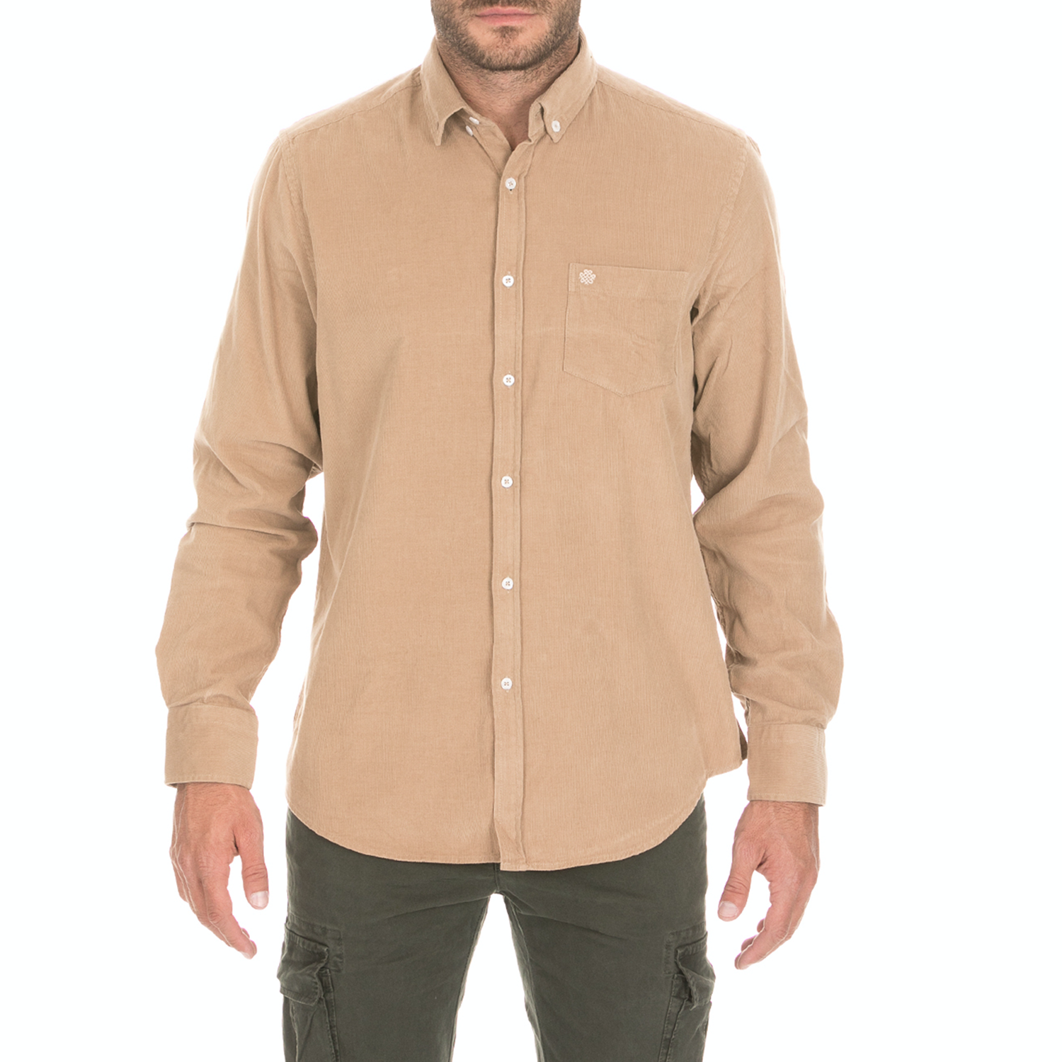 Ανδρικά/Ρούχα/Πουκάμισα/Μακρυμάνικα DORS - Ανδρικό κοτλέ πουκάμισο DORS μπεζ