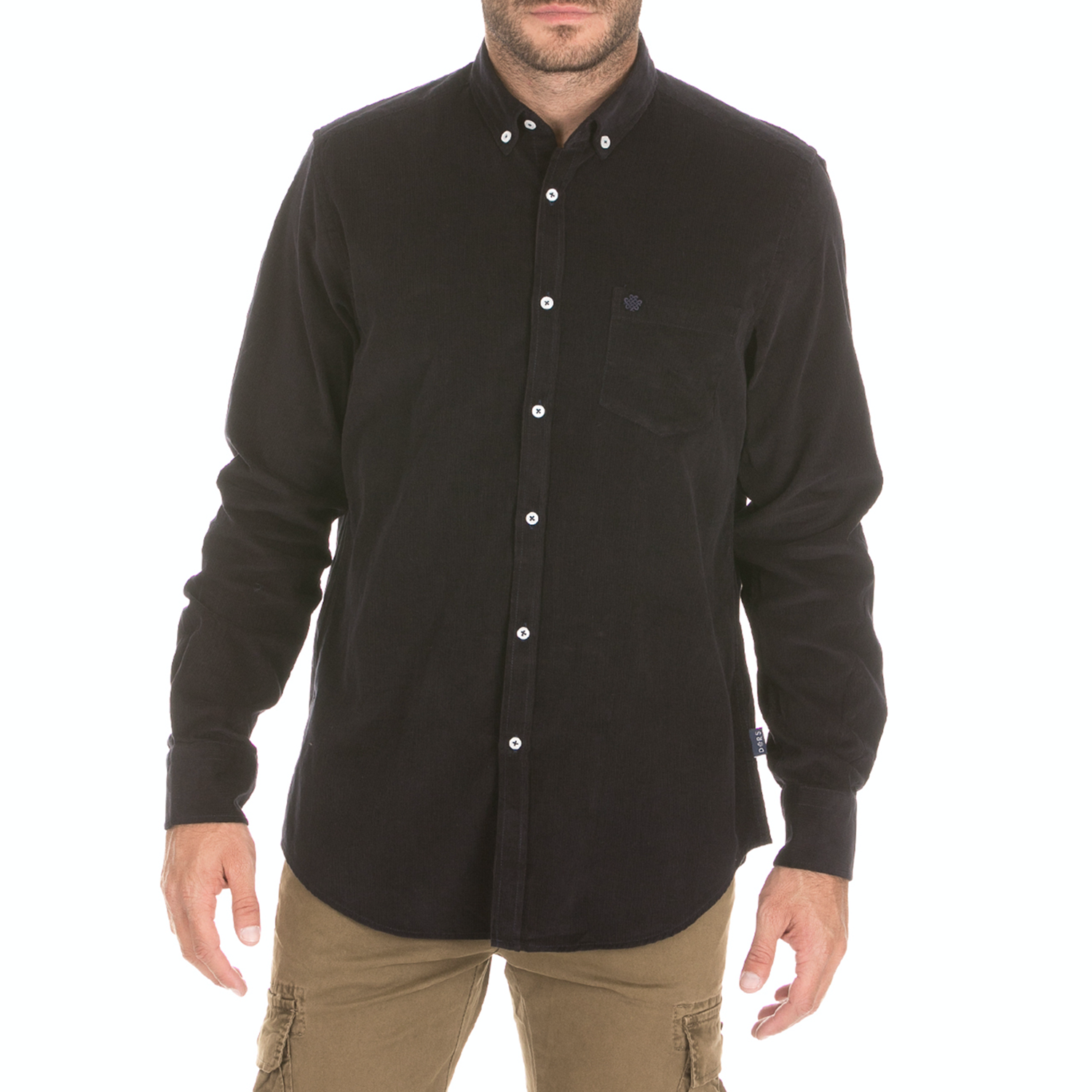 Ανδρικά/Ρούχα/Πουκάμισα/Μακρυμάνικα DORS - Ανδρικό κοτλέ πουκάμισο DORS μαύρο