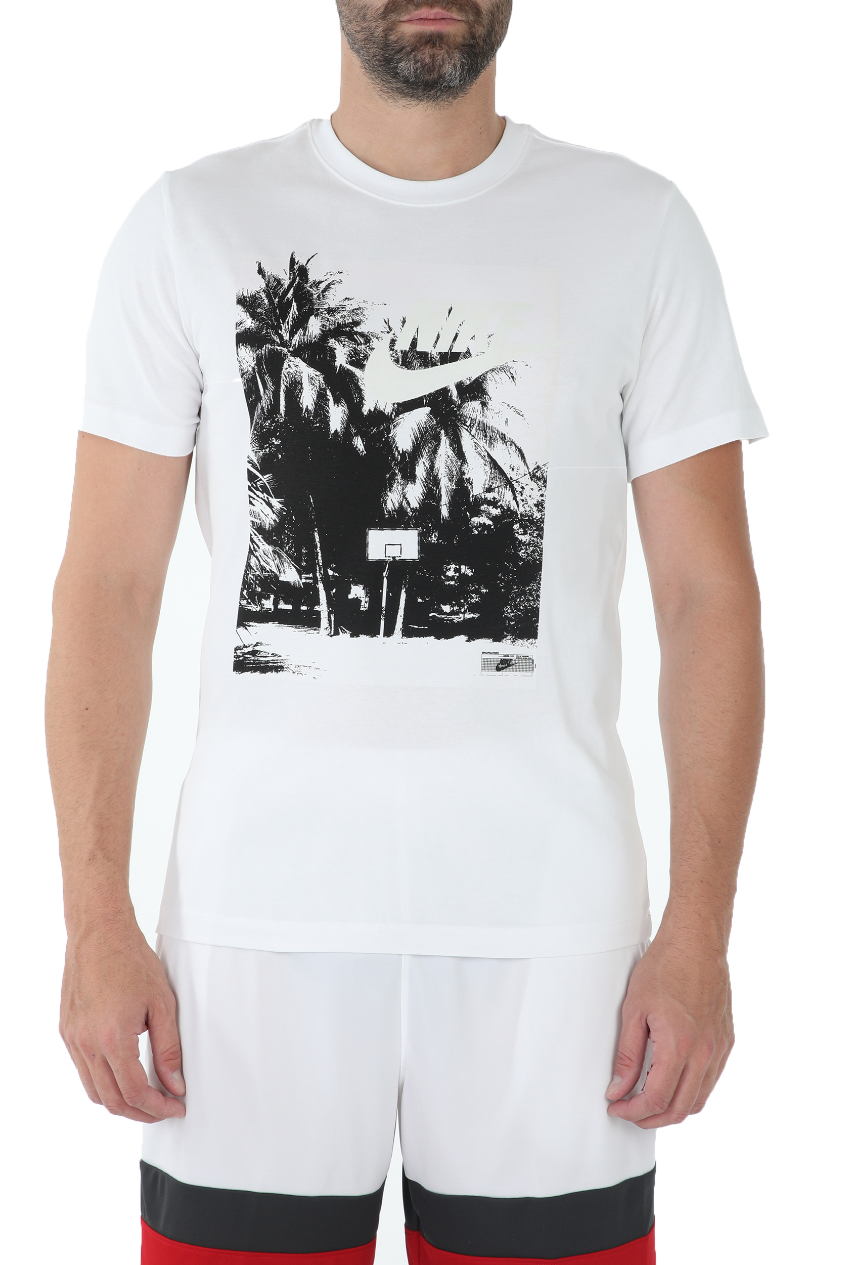 Ανδρικά/Ρούχα/Αθλητικά/T-shirt NIKE - Ανδρικό t-shirt NIKE BEACH UV λευκό