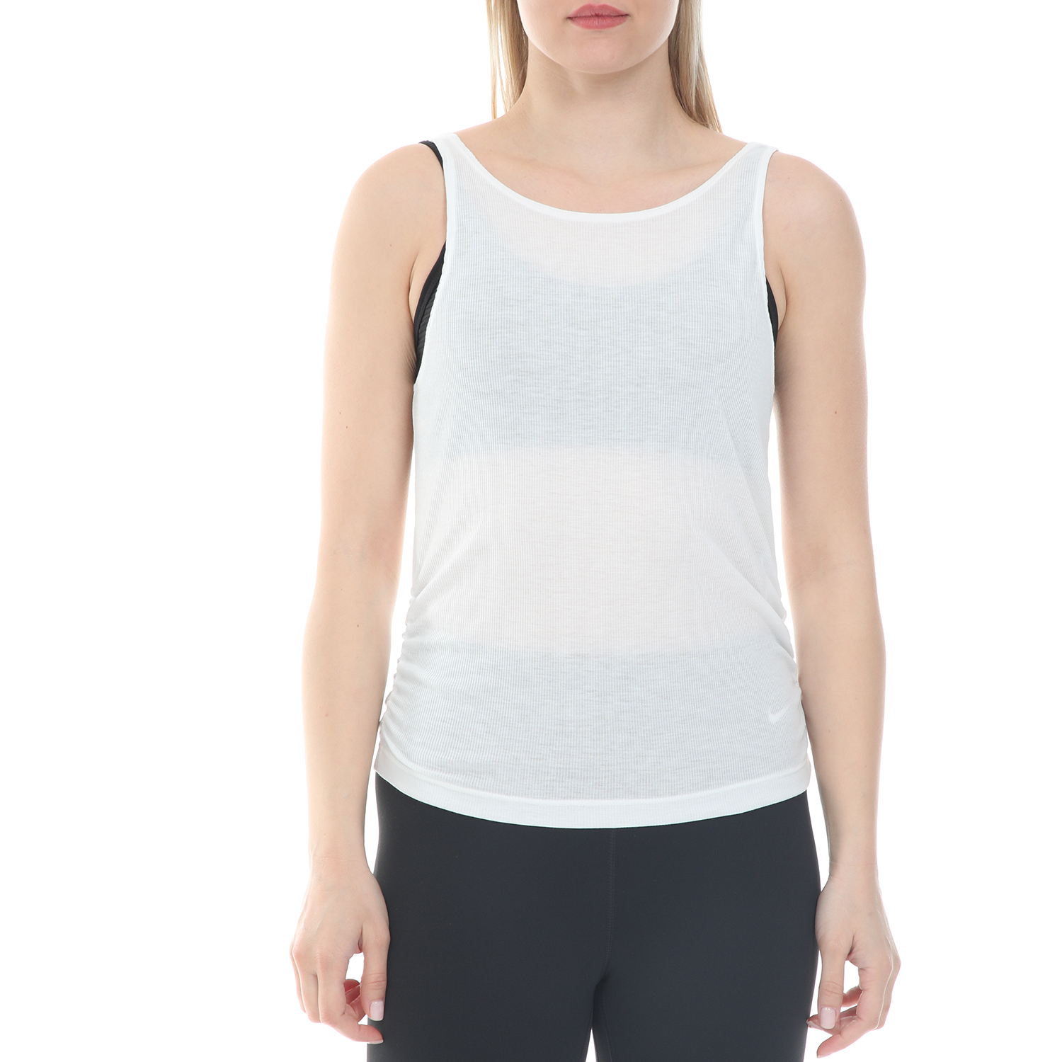 Γυναικεία/Ρούχα/Αθλητικά/T-shirt-Τοπ NIKE - Γυναικείο top NIKE YOGA RUCHE TANK λευκό