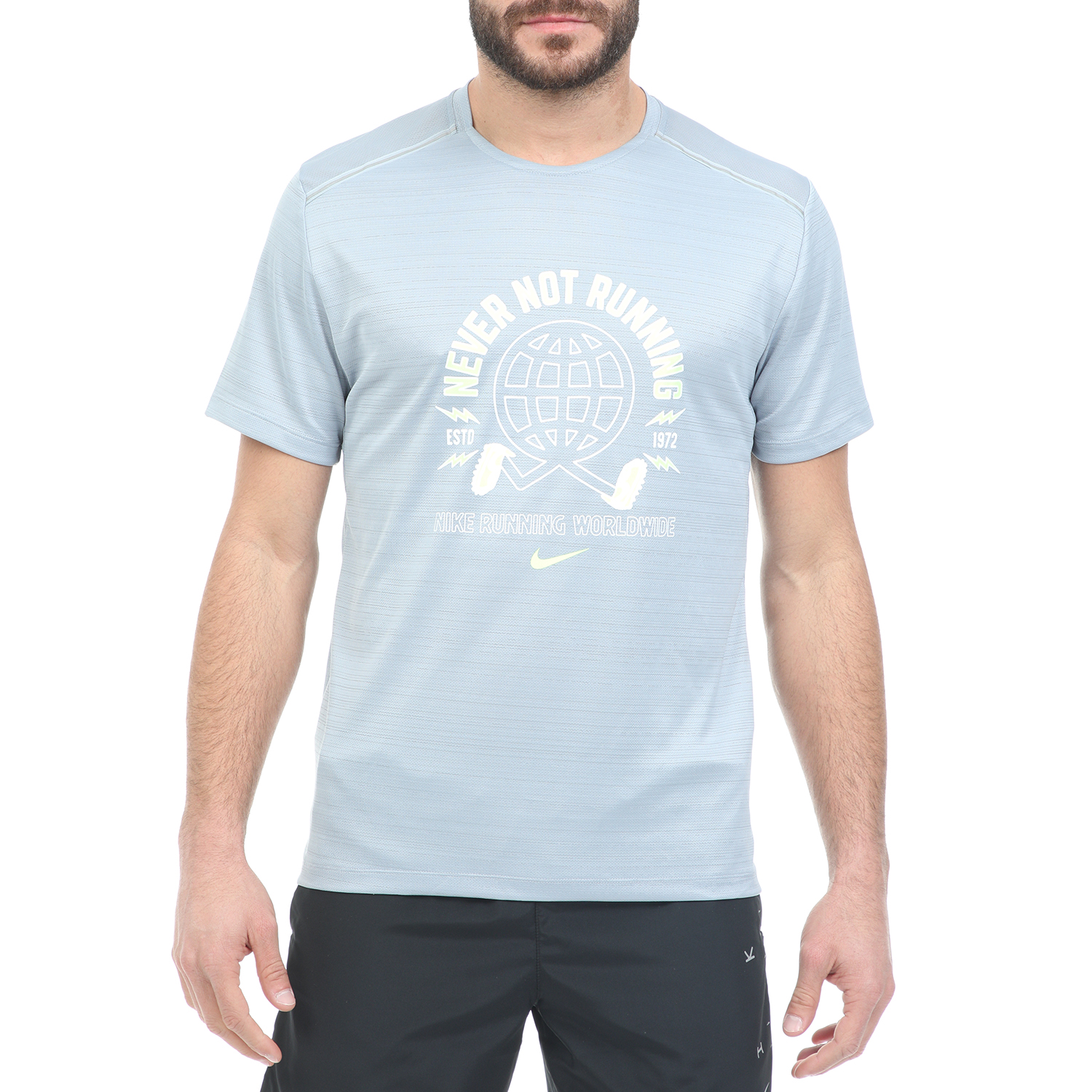 Ανδρικά/Ρούχα/Αθλητικά/T-shirt NIKE - Ανδρική μπλούζα NIKE MILER SS WILD RUN GX PO μπλε