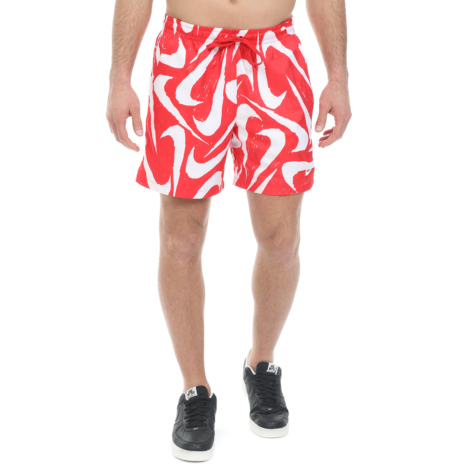 Ανδρικά/Ρούχα/Σορτς-Βερμούδες/Αθλητικά NIKE - Ανδρικό μαγιό σορτς από τη NIKE NSW CE SHORT WVN FLOW AOP2 κόκκινο λευκό