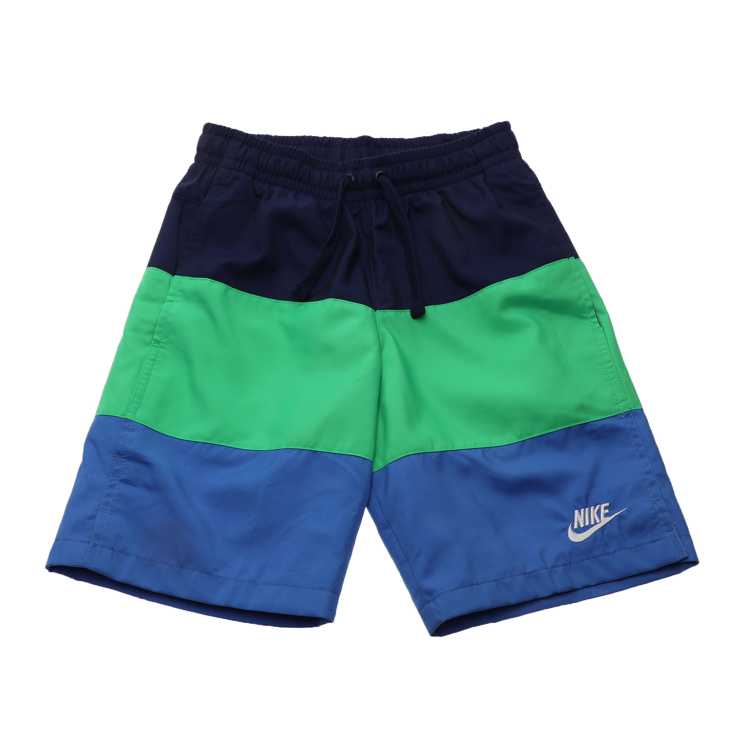 Παιδικά/Boys/Ρούχα/Σορτς-Βερμούδες NIKE - Παιδική αθλητική βερμούδα NIKE SW SHORT WOVEN BLOCK πράσινη-μπλε