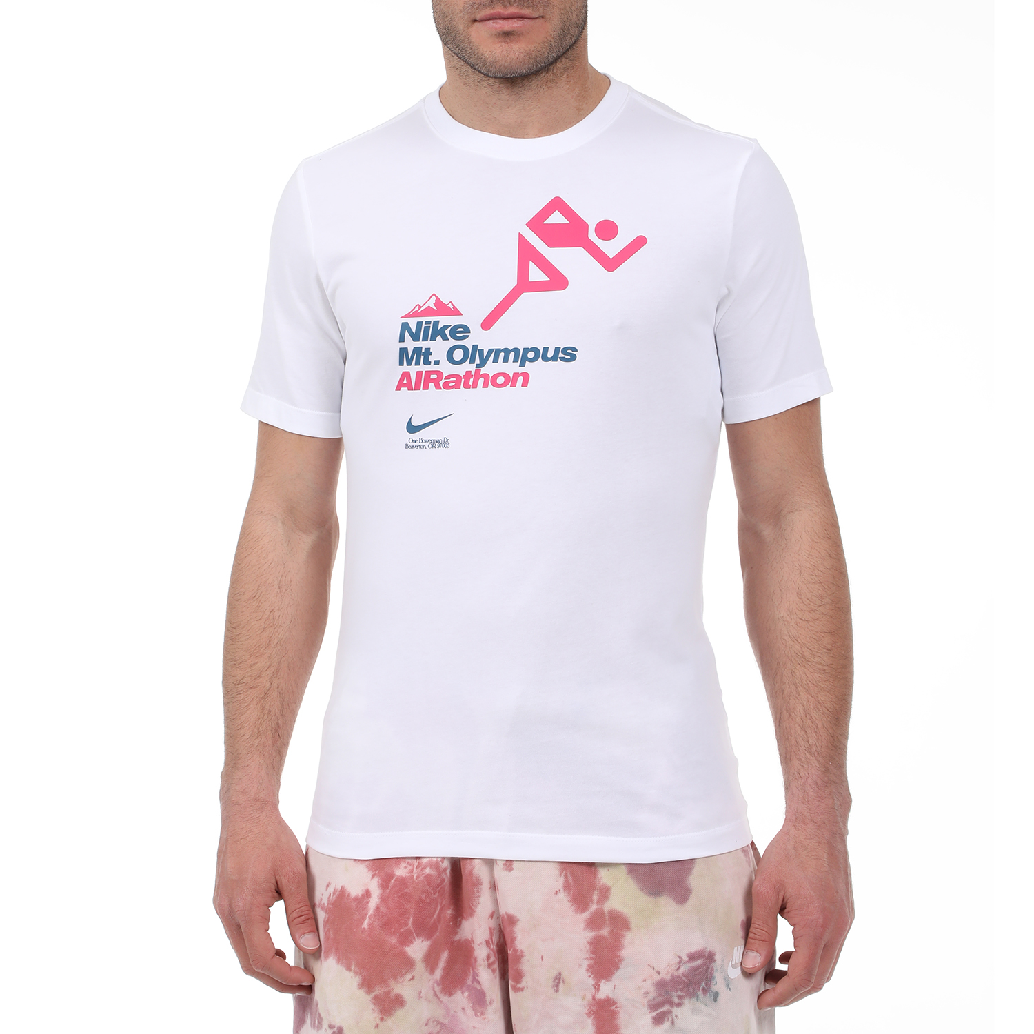 Ανδρικά/Ρούχα/Αθλητικά/T-shirt NIKE - Ανδρικό t-shirt NIKE DRY TEE AIRATHON λευκό