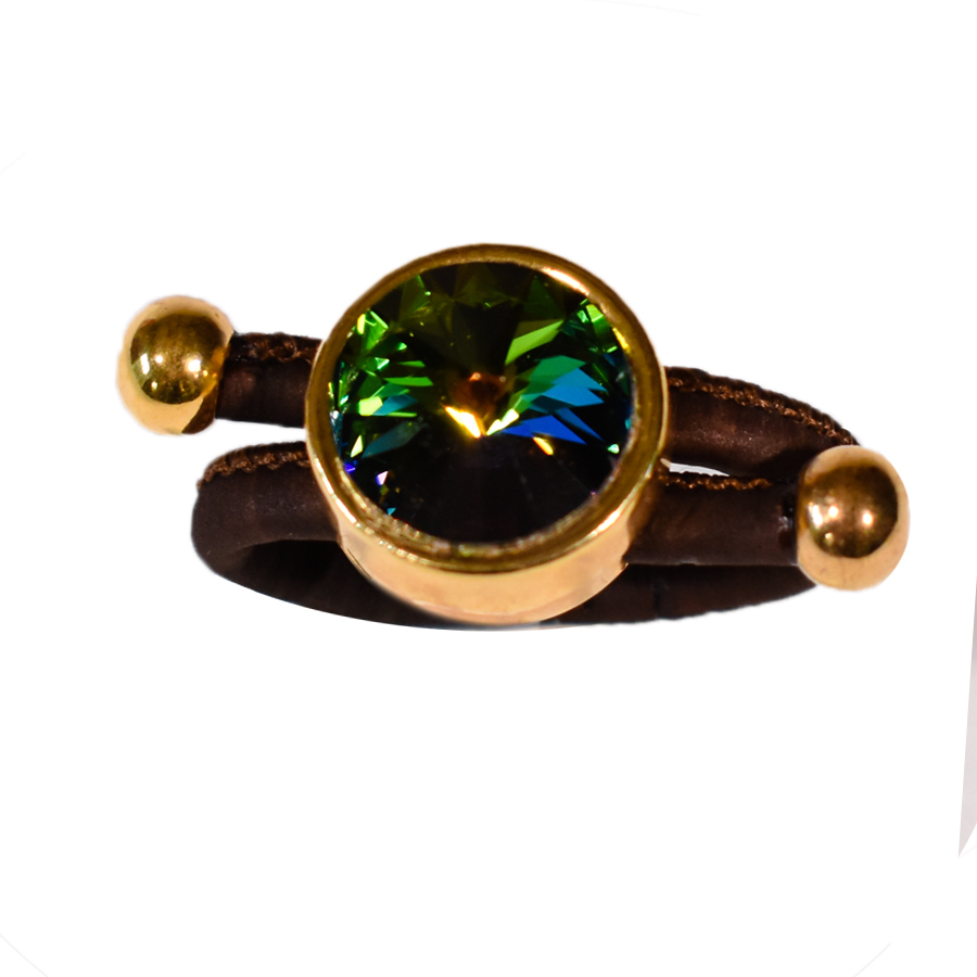 Γυναικεία/Αξεσουάρ/Κοσμήματα/Δαχτυλίδια APOXYLO - Γυναικείο δαχτυλίδι APOXYLO RAINBOW SWAROVSKI καφέ πολύχρωμο