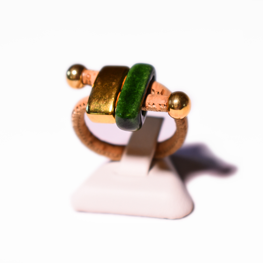 APOXYLO Γυναικείο δαχτυλίδι APOXYLO GIGI RING εκρού πράσινο