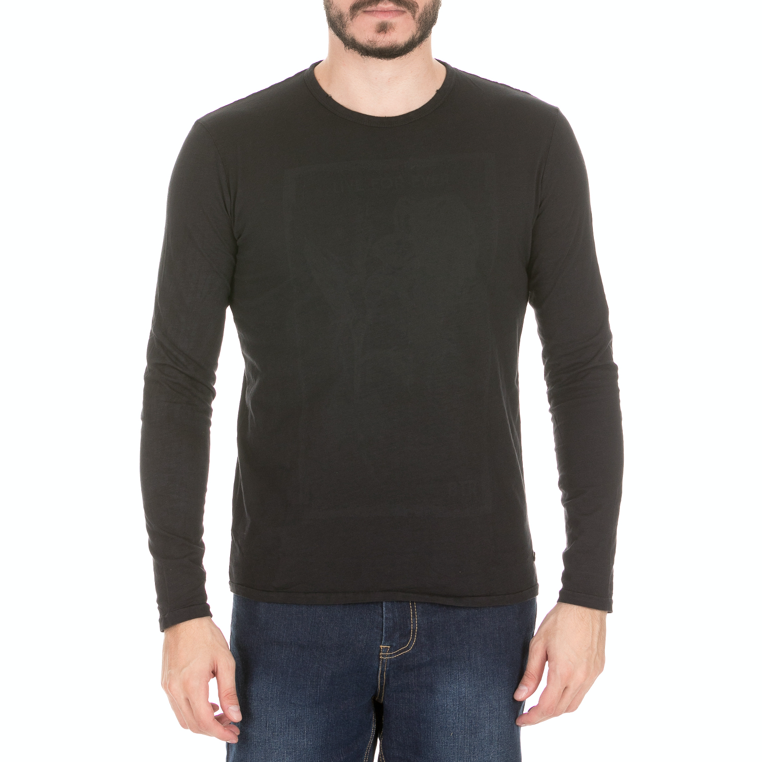 Ανδρικά/Ρούχα/Μπλούζες/Μακρυμάνικες BATTERY - Ανδρική μπλούζα BATTERY μαύρη