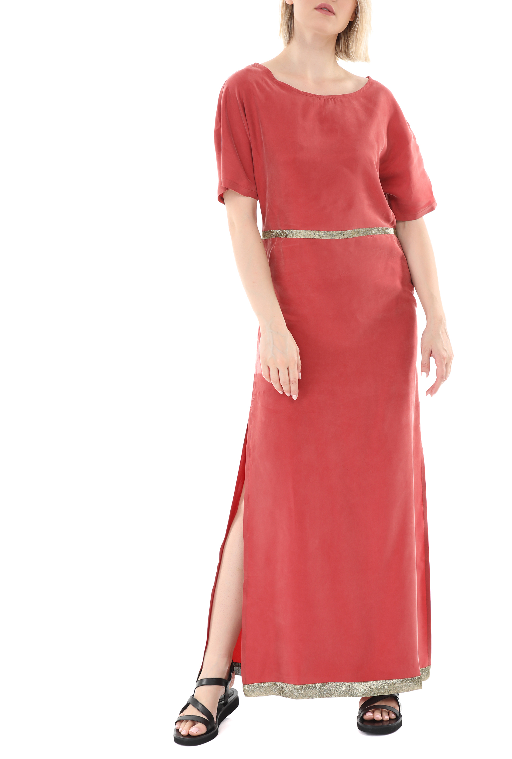 Γυναικεία/Ρούχα/Φορέματα/Μάξι GLAMAZONS - Γυναικείο μακρύ φόρεμα GLAMAZONS TINOS κόκκινο χρυσό