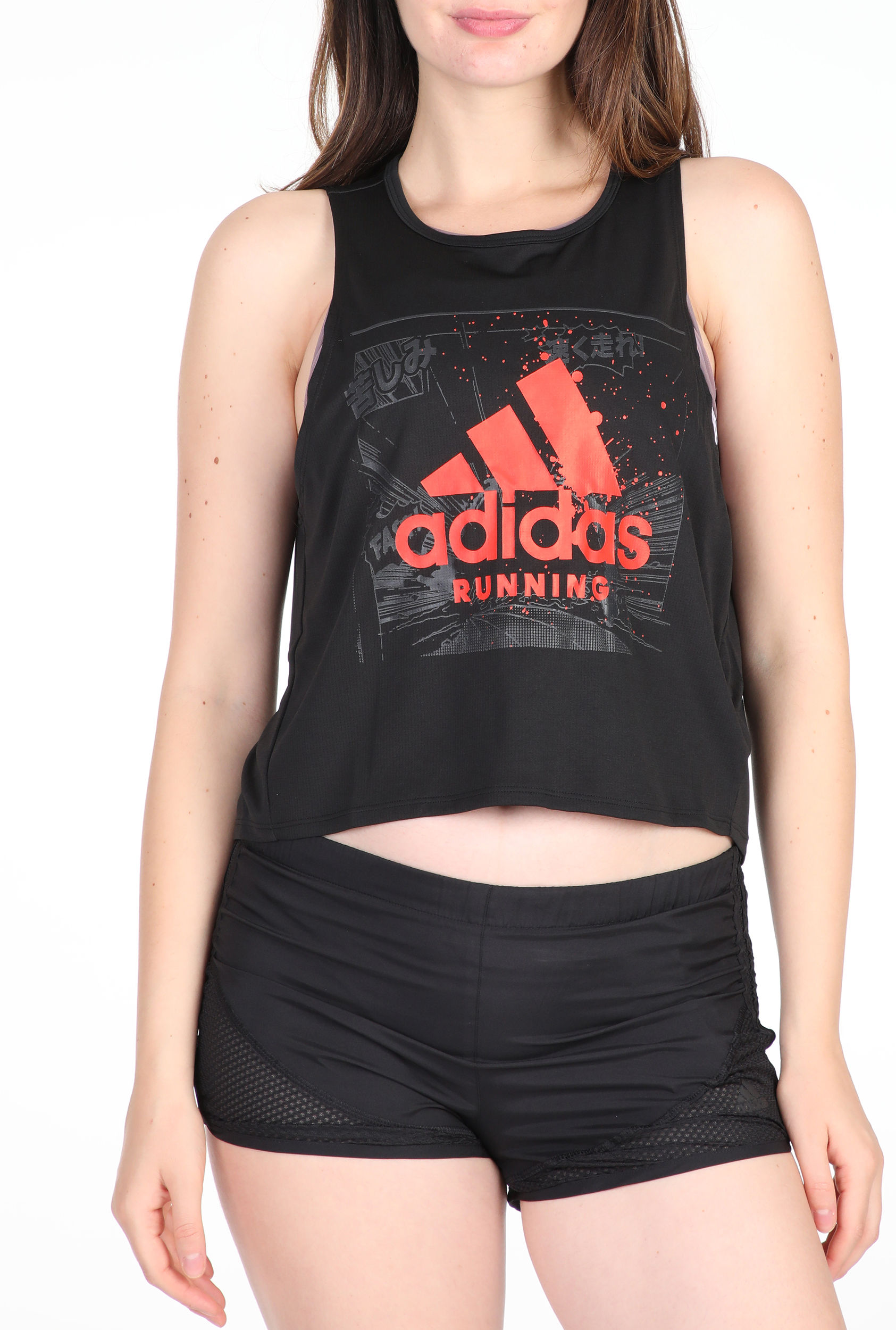 Γυναικεία/Ρούχα/Αθλητικά/T-shirt-Τοπ adidas Performance - Γυναικείο top adidas Performance FAST GFX μαύρο