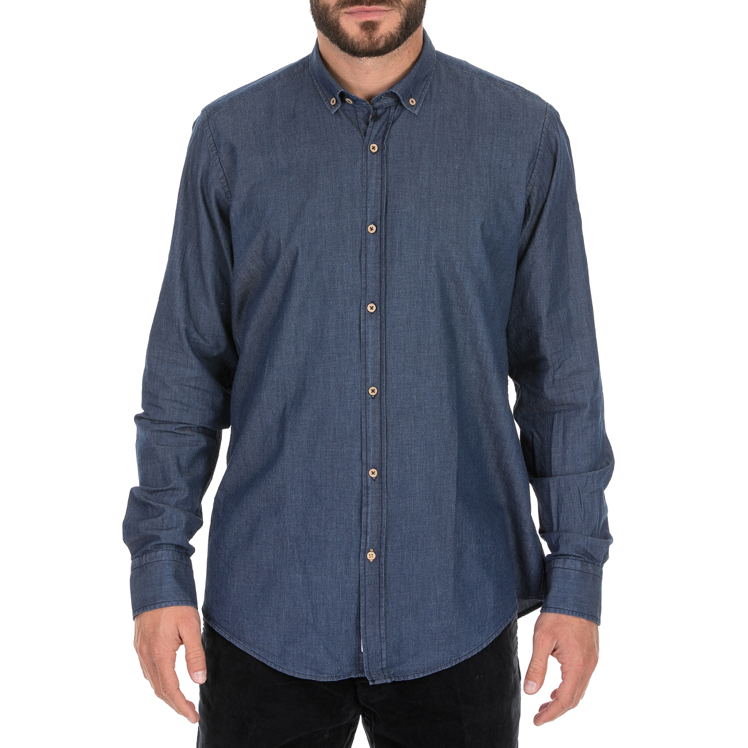 Ανδρικά/Ρούχα/Πουκάμισα/Μακρυμάνικα DORS - Ανδρικό denim πουκάμισο DORS μπλε