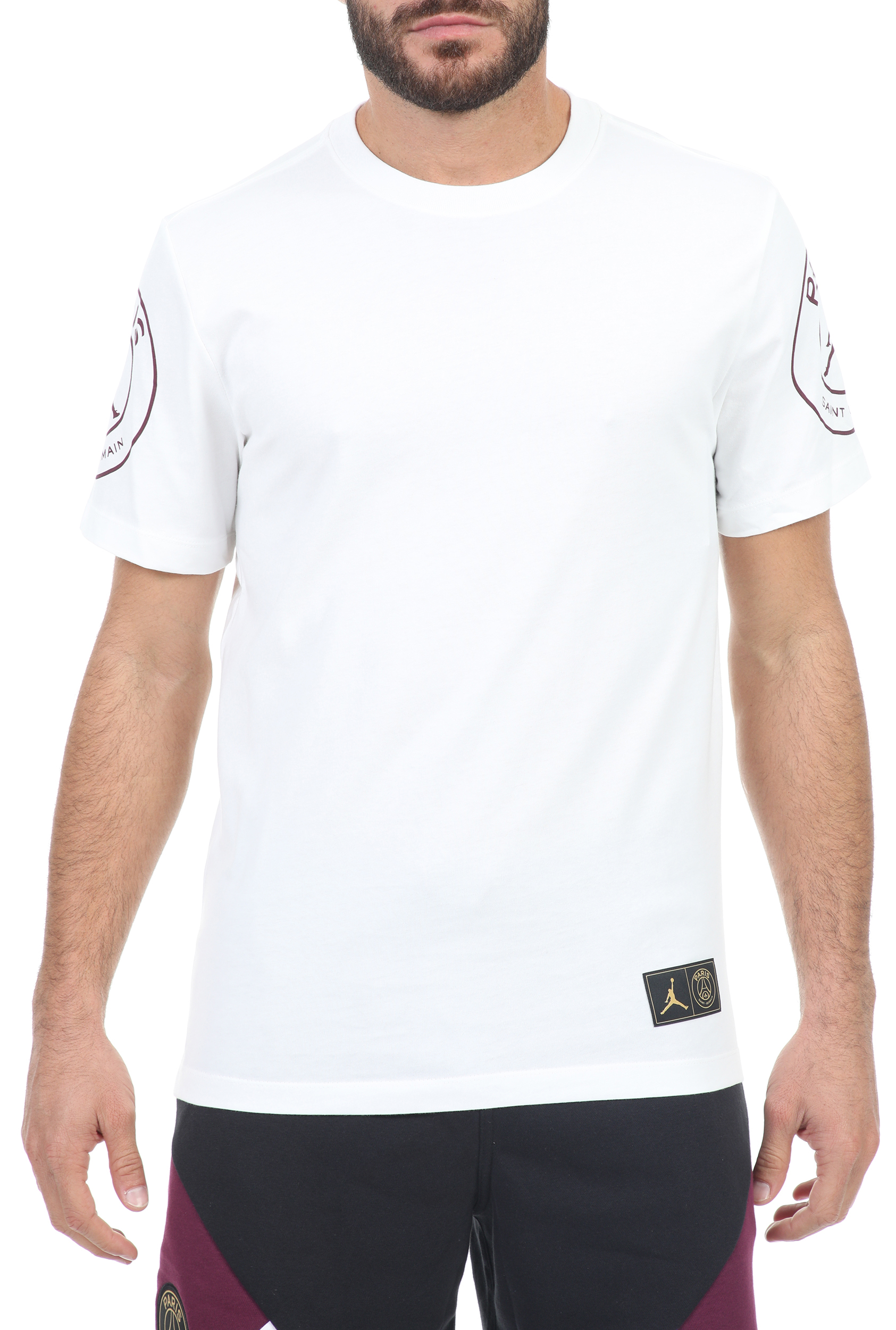 Ανδρικά/Ρούχα/Αθλητικά/T-shirt NIKE - Ανδρικό t-shirt NIKE M J PSG LOGO TEE λευκό