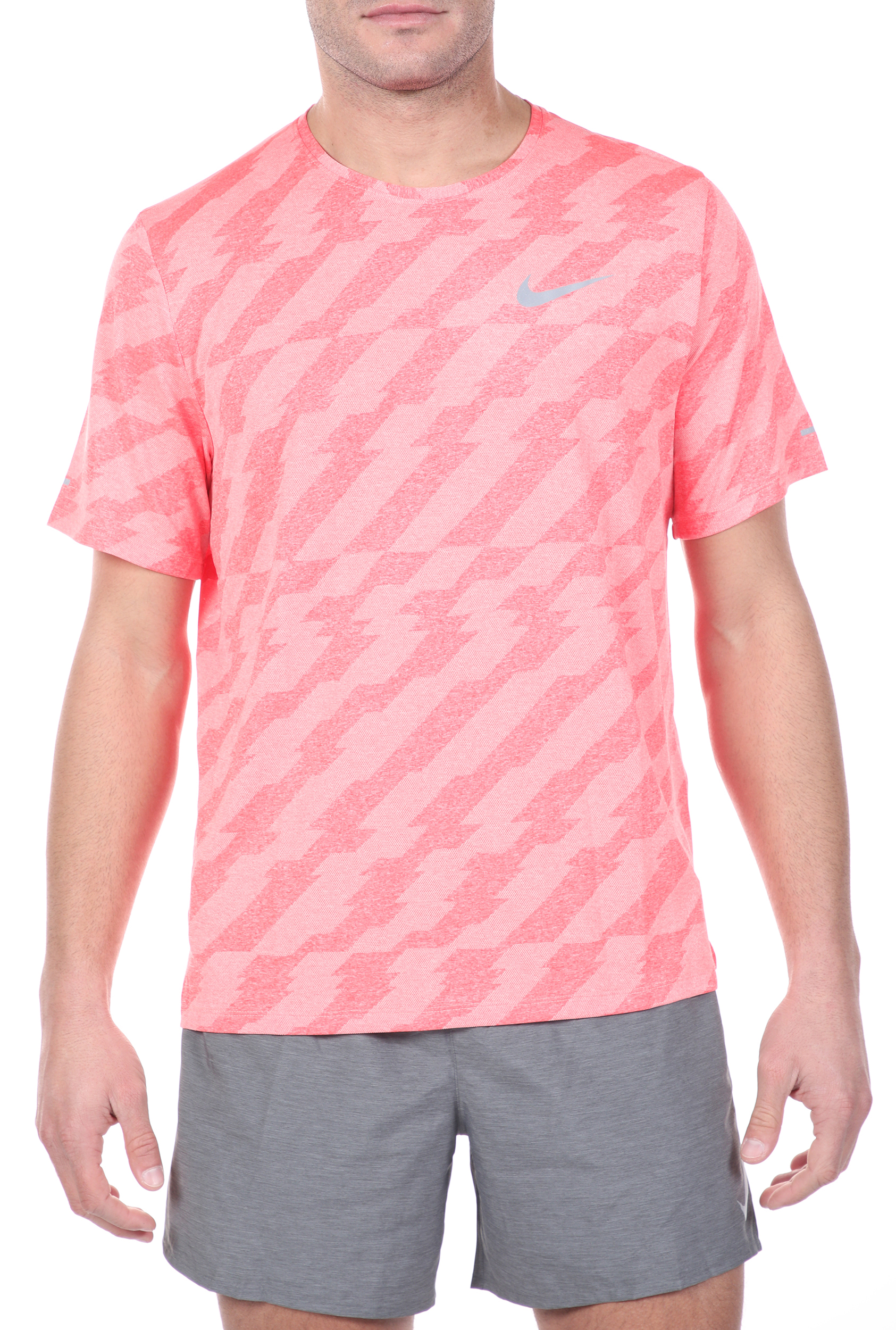 Ανδρικά/Ρούχα/Αθλητικά/T-shirt NIKE - Ανδρική μπλούζα NIKE DF MILER SS FF JAC ροζ