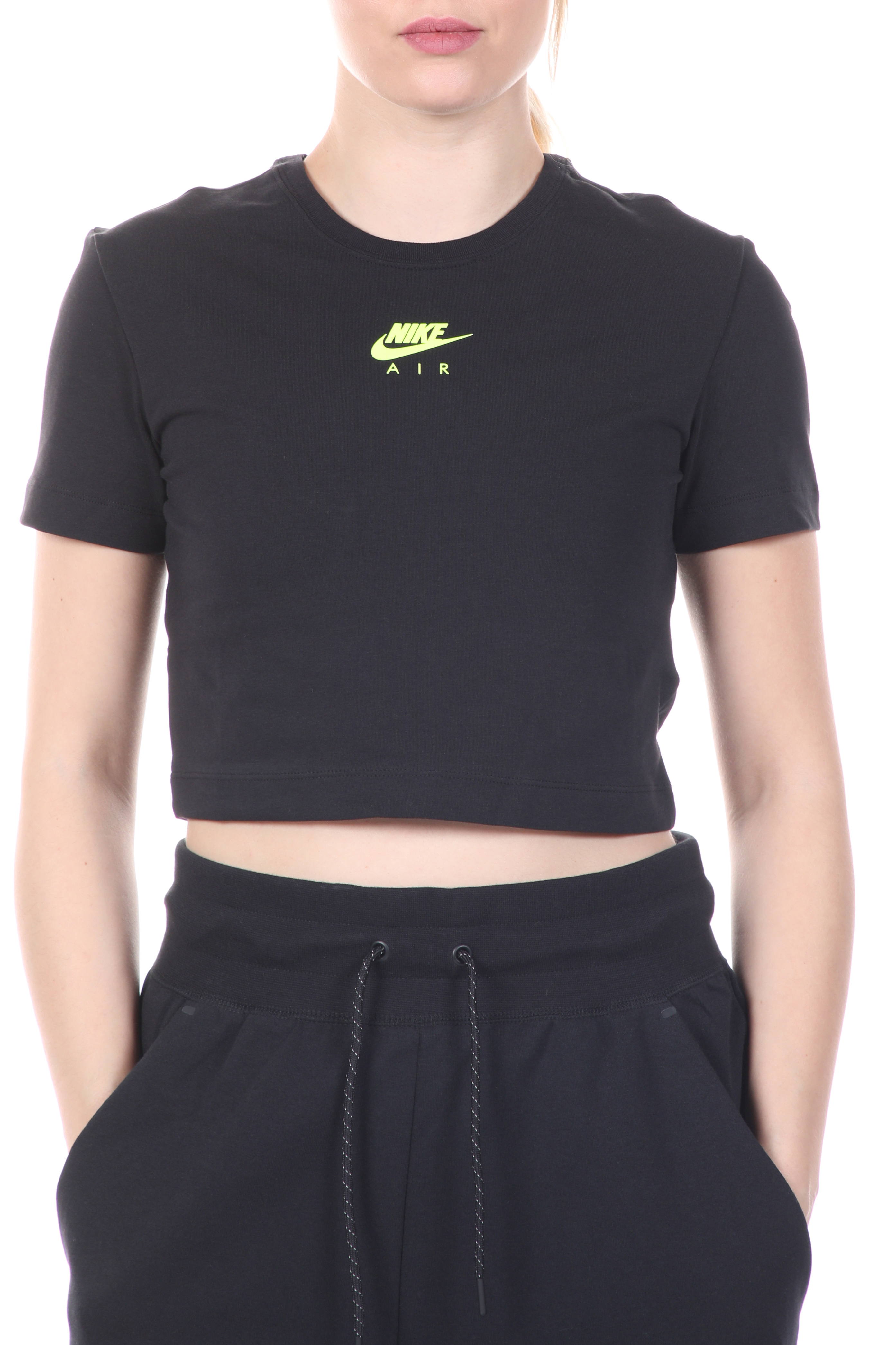 Γυναικεία/Ρούχα/Αθλητικά/T-shirt-Τοπ NIKE - Γυναικείο cropped top NIKE NSW AIR TOP SS CROP μαύρο