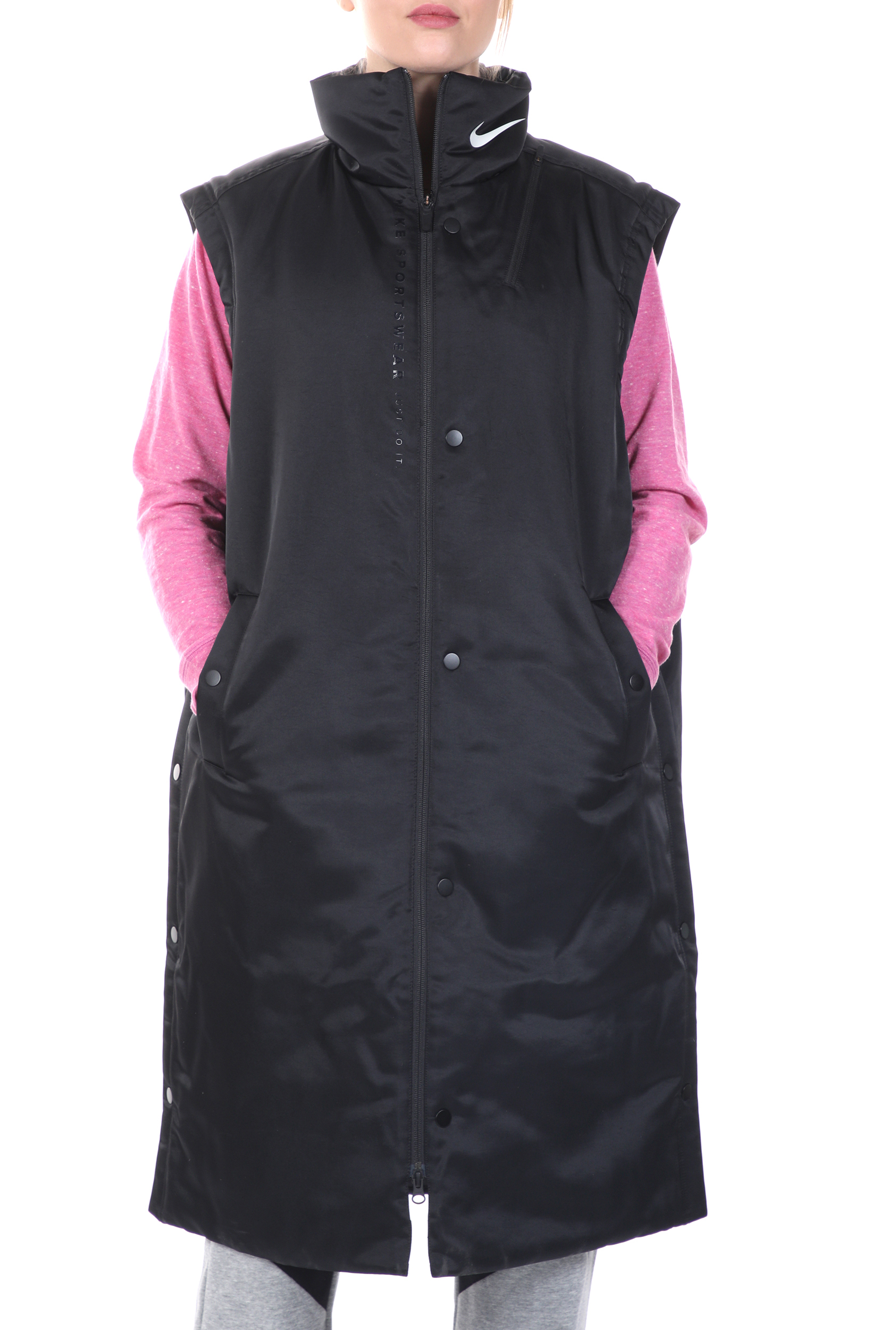 Γυναικεία/Ρούχα/Πανωφόρια/Αμάνικα Μπουφάν NIKE - Γυναικείο μακρύ αμάνικο μπουφάν NIKE NSW SYN JKT TREND VEST μαύρο