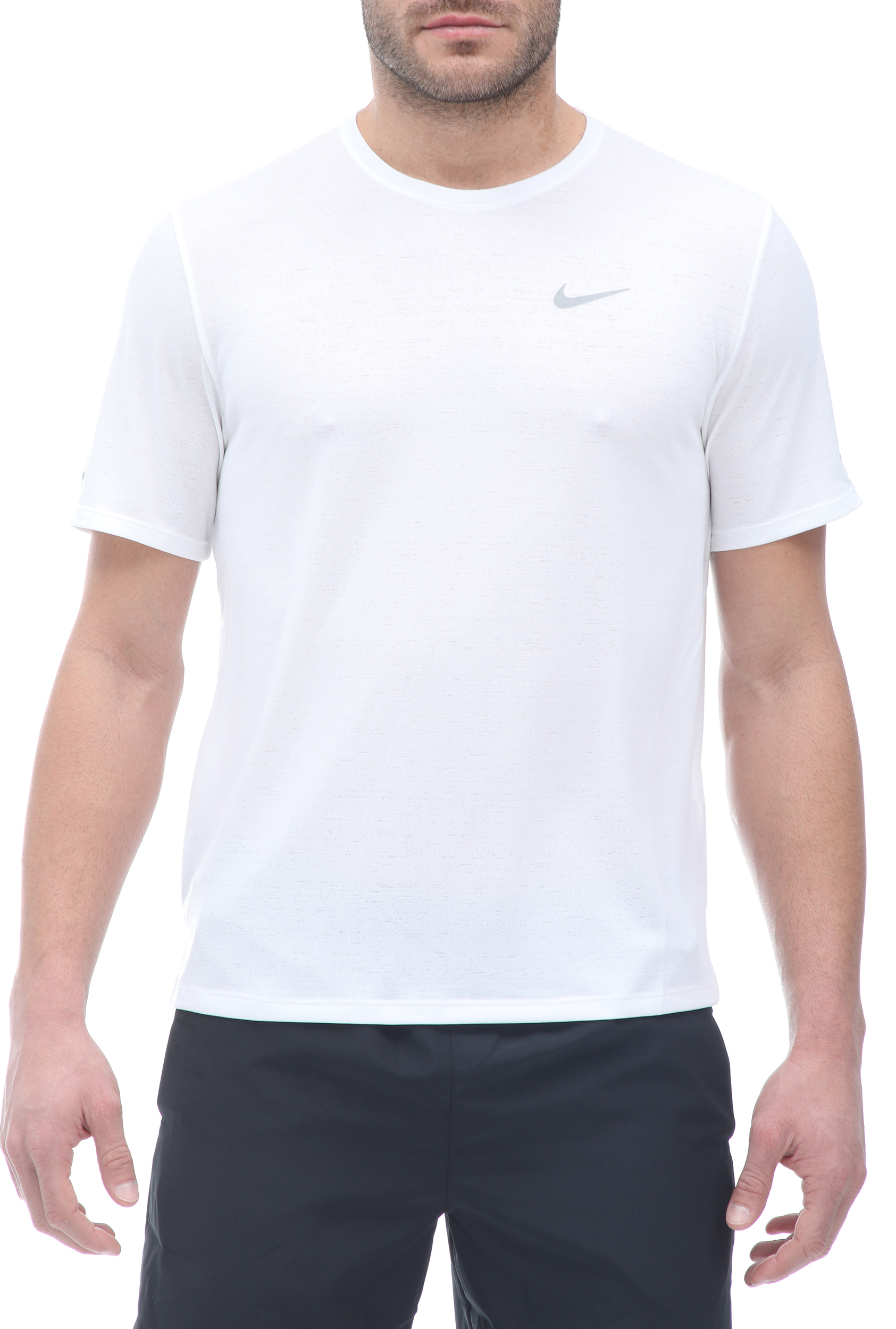 Ανδρικά/Ρούχα/Αθλητικά/T-shirt NIKE - Ανδρική μπλούζα NIKE DF MILER TOP SS λευκή