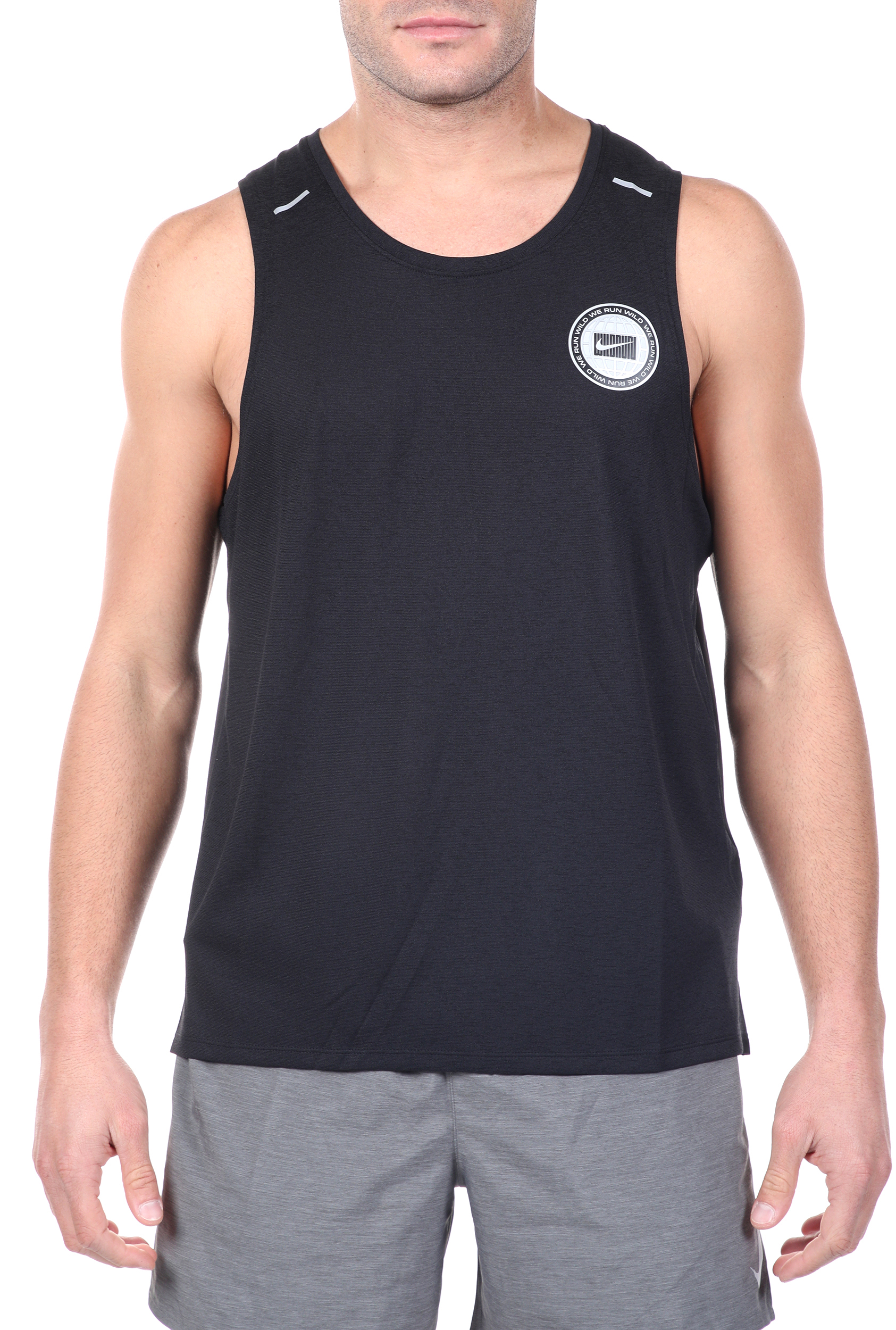 Ανδρικά/Ρούχα/Αθλητικά/T-shirt NIKE - Ανδρική μπλούζα NIKE DF MILER TANK WR GX μαύρη