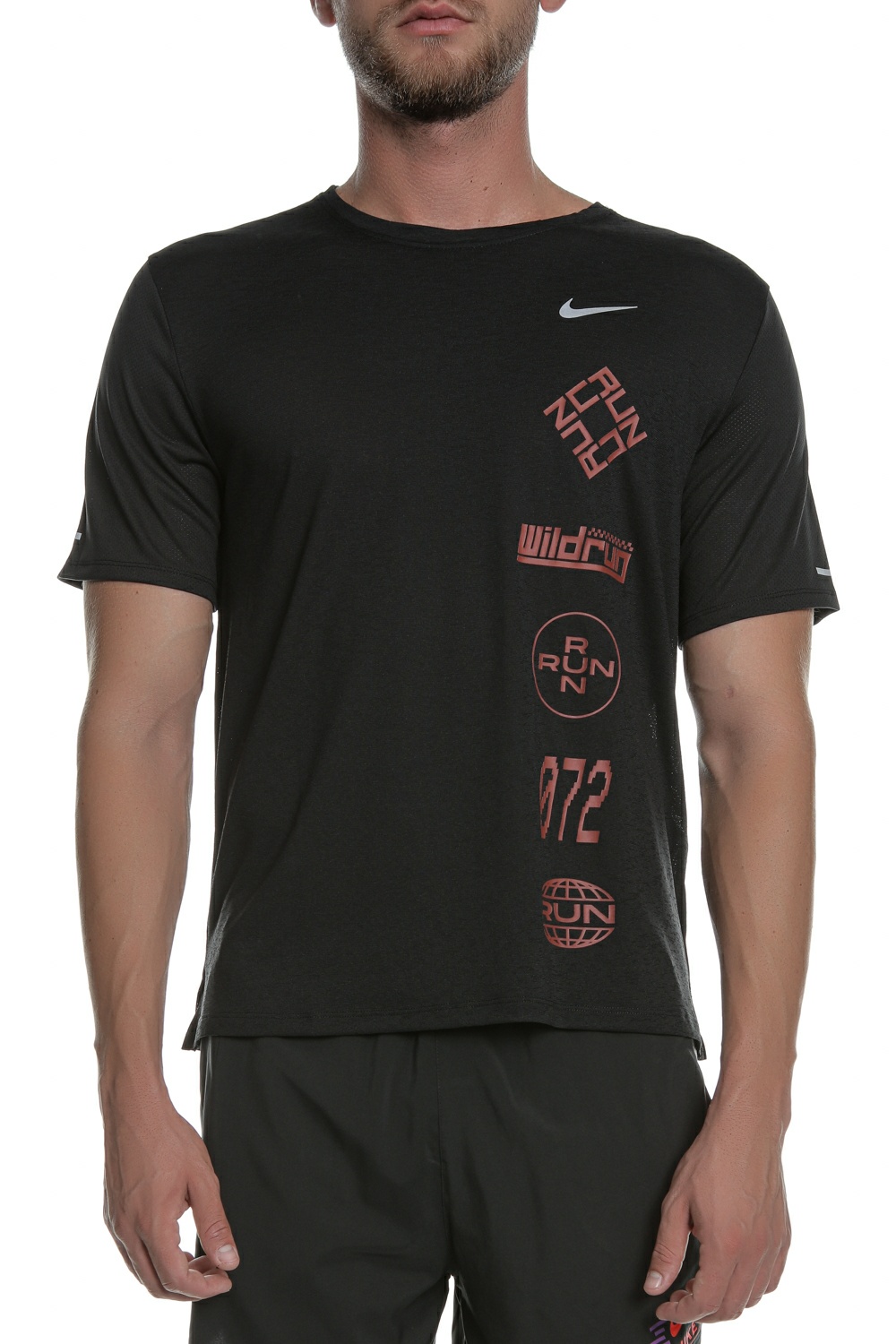 Ανδρικά/Ρούχα/Αθλητικά/T-shirt NIKE - Ανδρική μπλούζα NIKE DF MILER TOP SS WR GX μαύρη