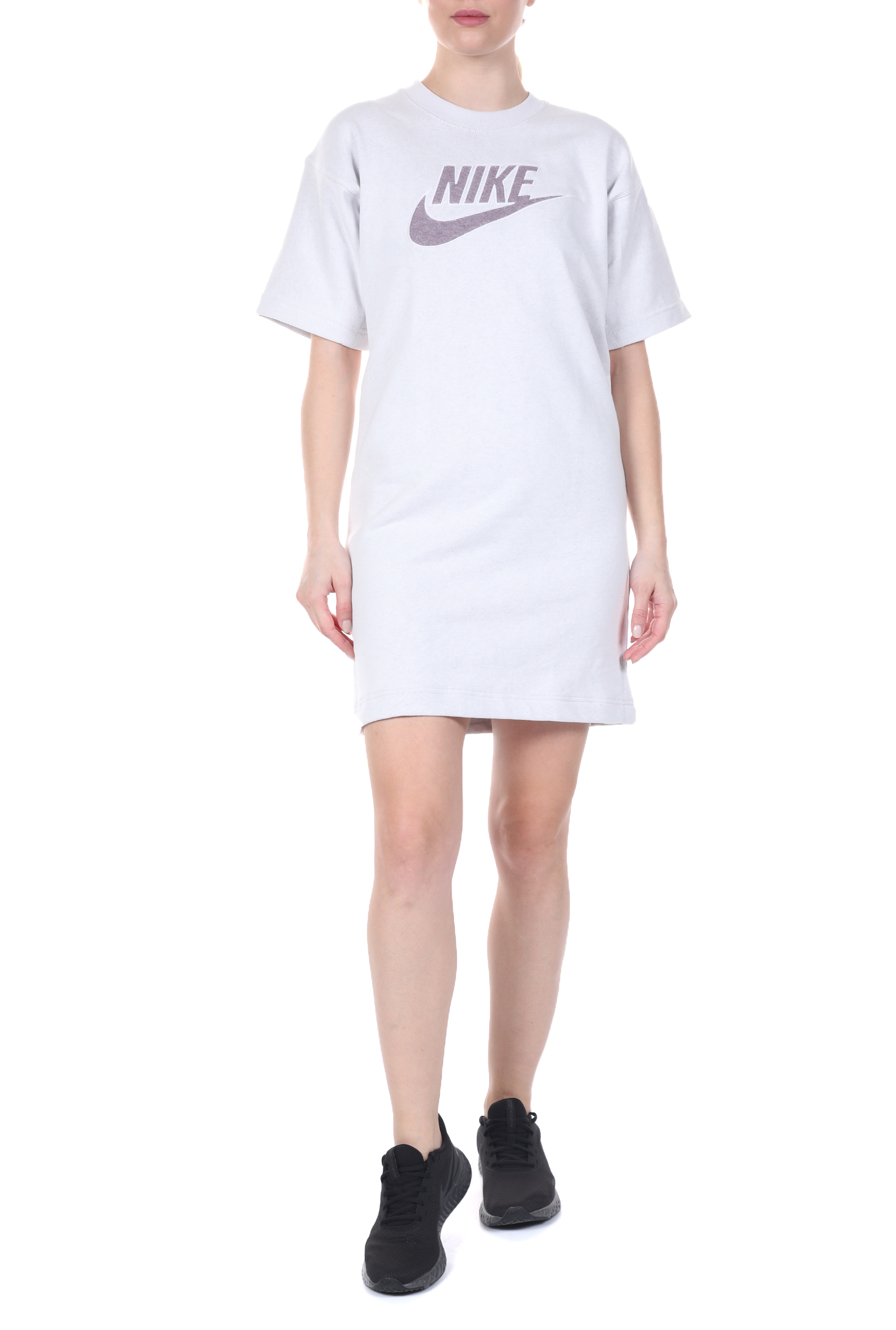 Γυναικεία/Ρούχα/Φορέματα/Μίνι NIKE - Γυναικείο mini φόρεμα NIKE NSW DRESS FT M2Z γκρι