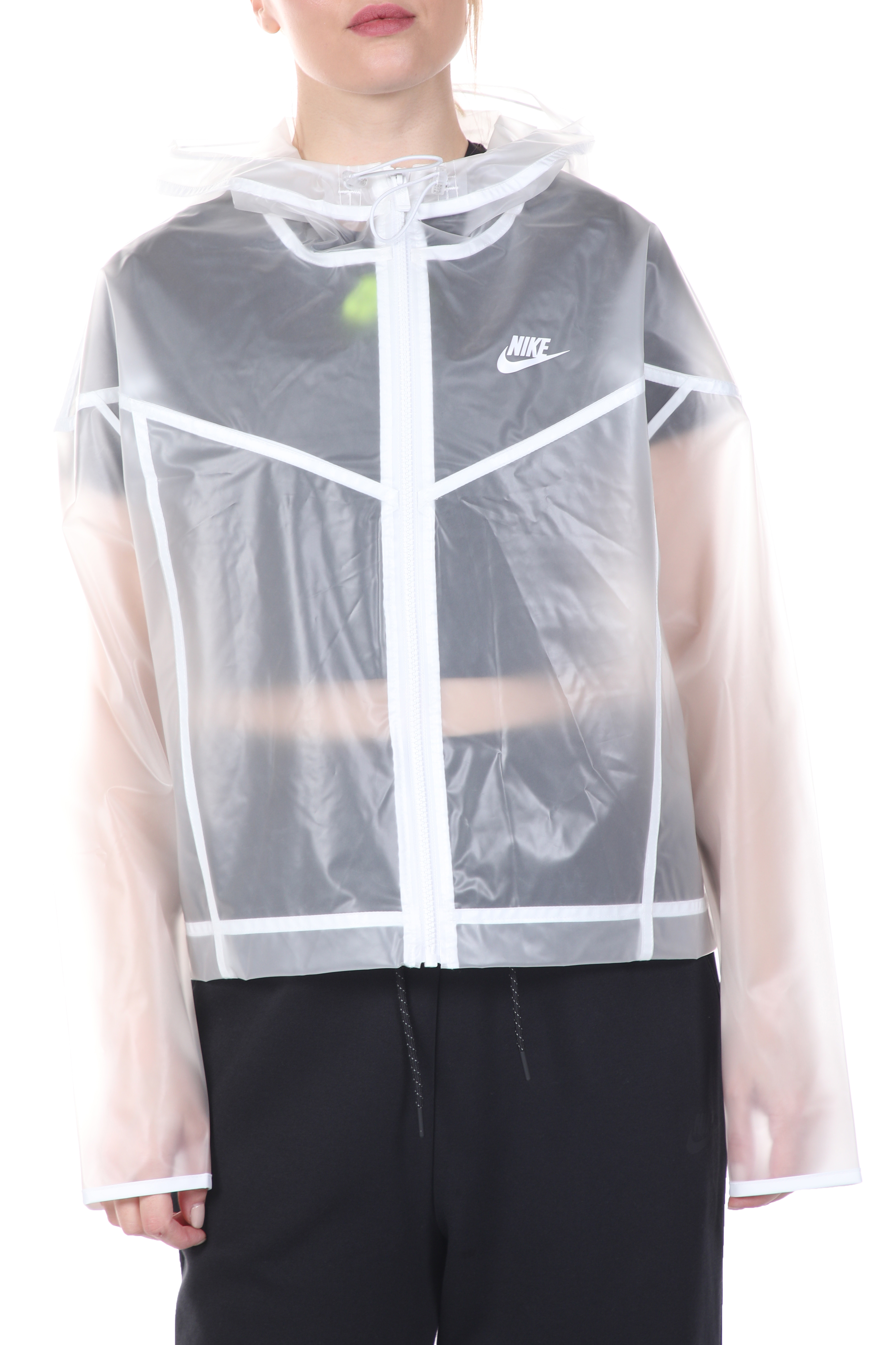 Γυναικεία/Ρούχα/Πανωφόρια/Τζάκετς NIKE - Γυναικείο αδιάβροχο jacket NIKE NSW WR JKT TRANSPARENT λευκό