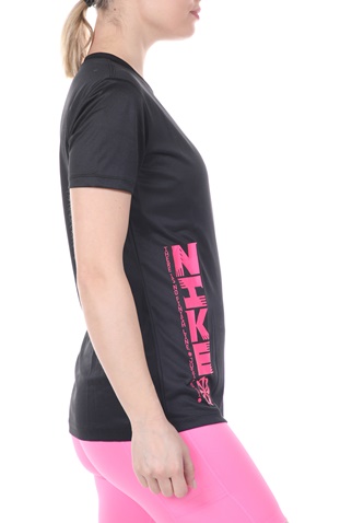 NIKE-Γυναικείο t-shirt NIKE DRY TEE LEG ICON CLASH μαύρο ροζ