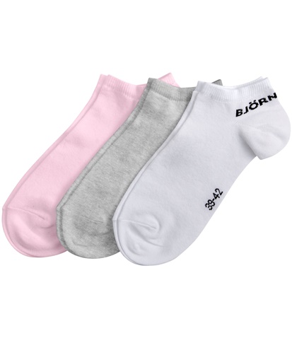BJORN BORG-Ανδρικές κάλτσες σετ των 3 BJORN BORG γκρι λευκό ροζ