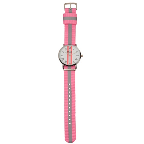 MOOD MAKERS-Unisex ρολόι χειρός MOOD MAKERS REFLECTIVE με υφασμάτινο λουράκι ροζ