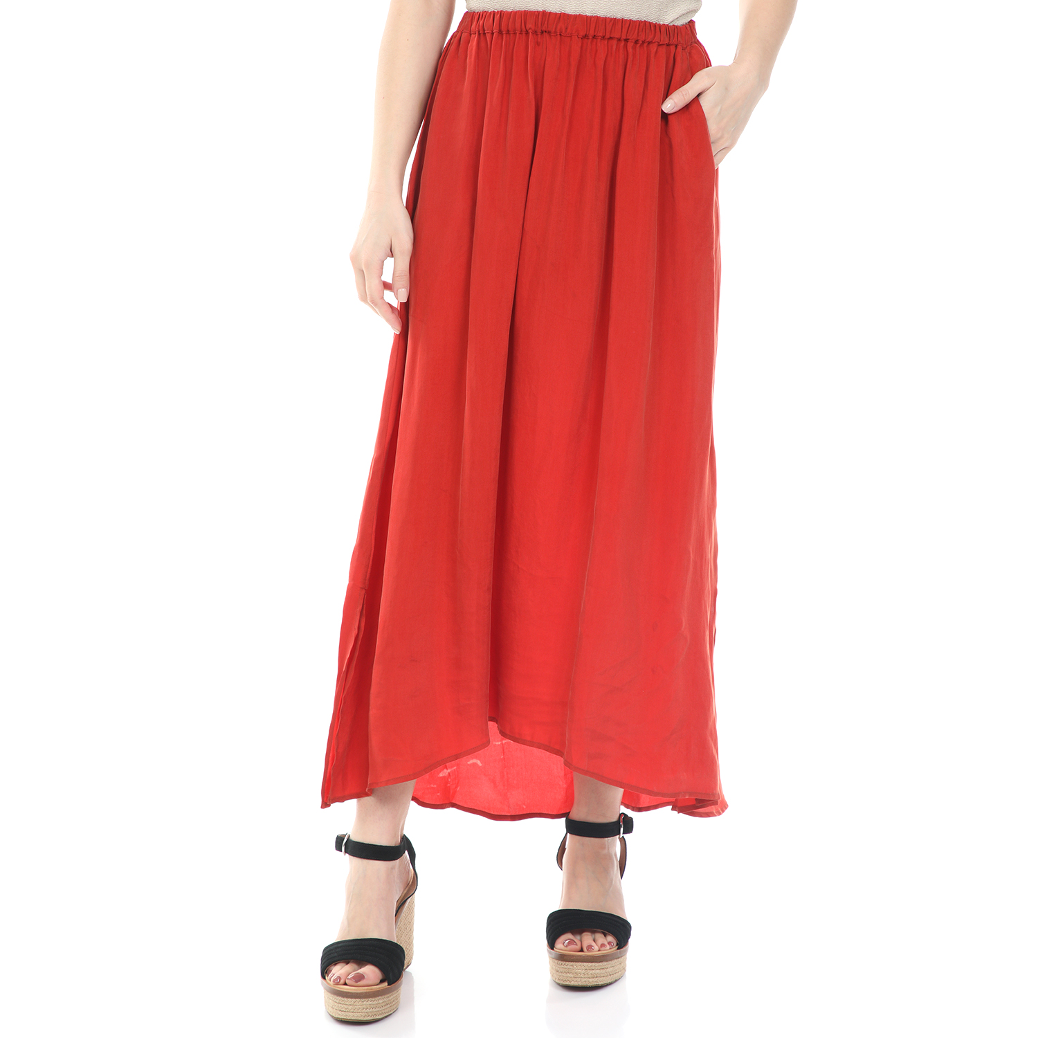 AMERICAN VINTAGE Γυναικεία μακριά φούστα AMERICAN VINTAGE κόκκινη