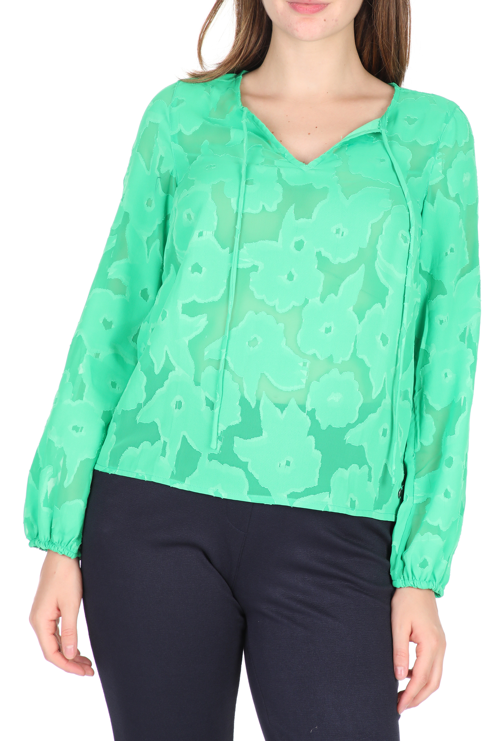 Γυναικεία/Ρούχα/Μπλούζες/Μακρυμάνικες GARCIA JEANS - Γυναικεία μπλούζα GARCIA JEANS πράσινη
