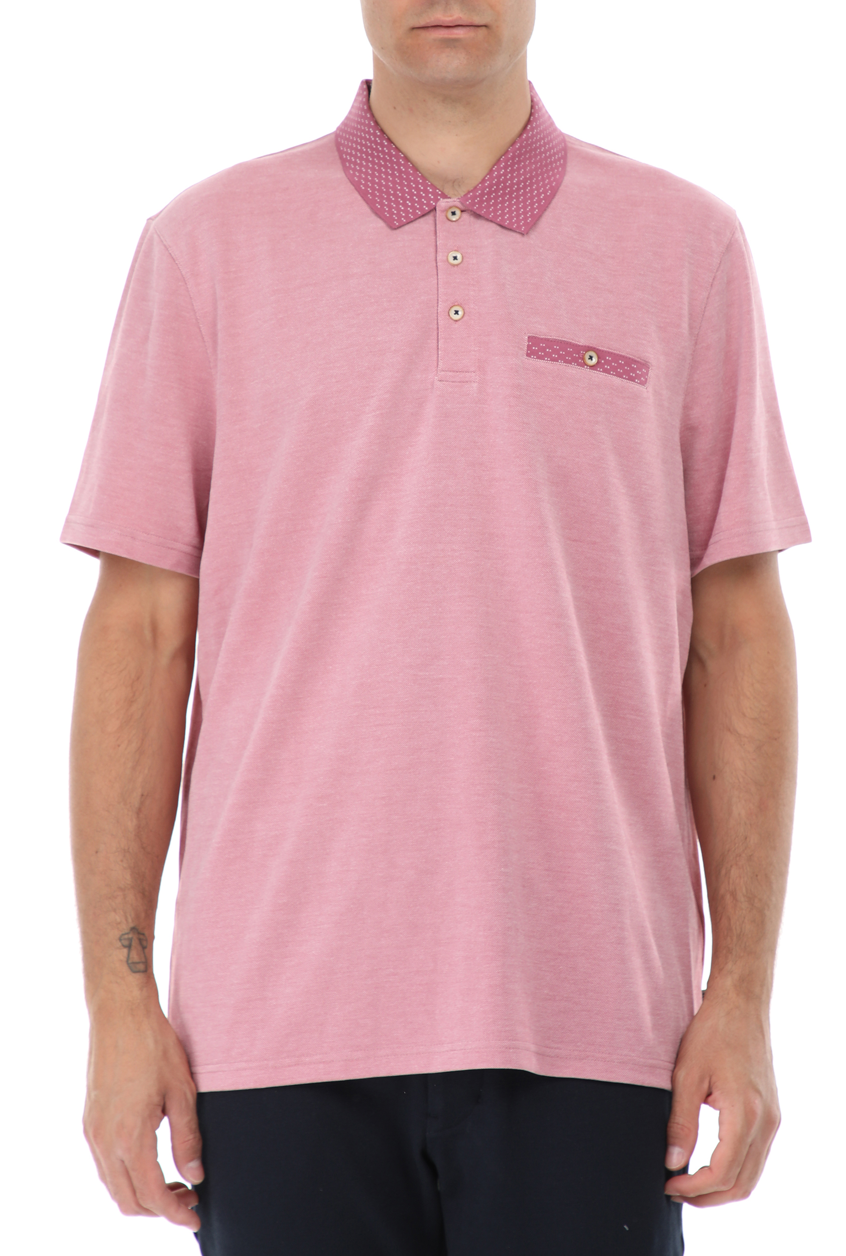 TED BAKER Ανδρική polo μπλούζα TED BAKER CAROSEL ροζ