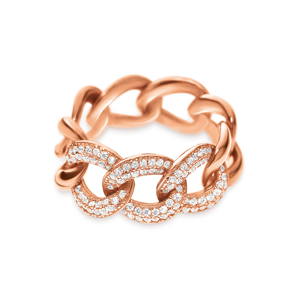 Γυναικεία/Αξεσουάρ/Κοσμήματα/Δαχτυλίδια FOLLI FOLLIE - Ασημένιο βραχιόλι FOLLI FOLLIE ροζ-χρυσό