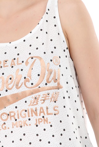SUPERDRY-Γυναικείο top SUPERDRY D1 RO DOT AOP CLASSIC VEST λευκό μαύρο