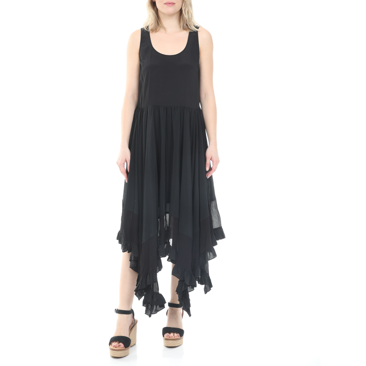 TWIN-SET Γυναικείο maxi φόρεμα TWIN-SET μαύρο