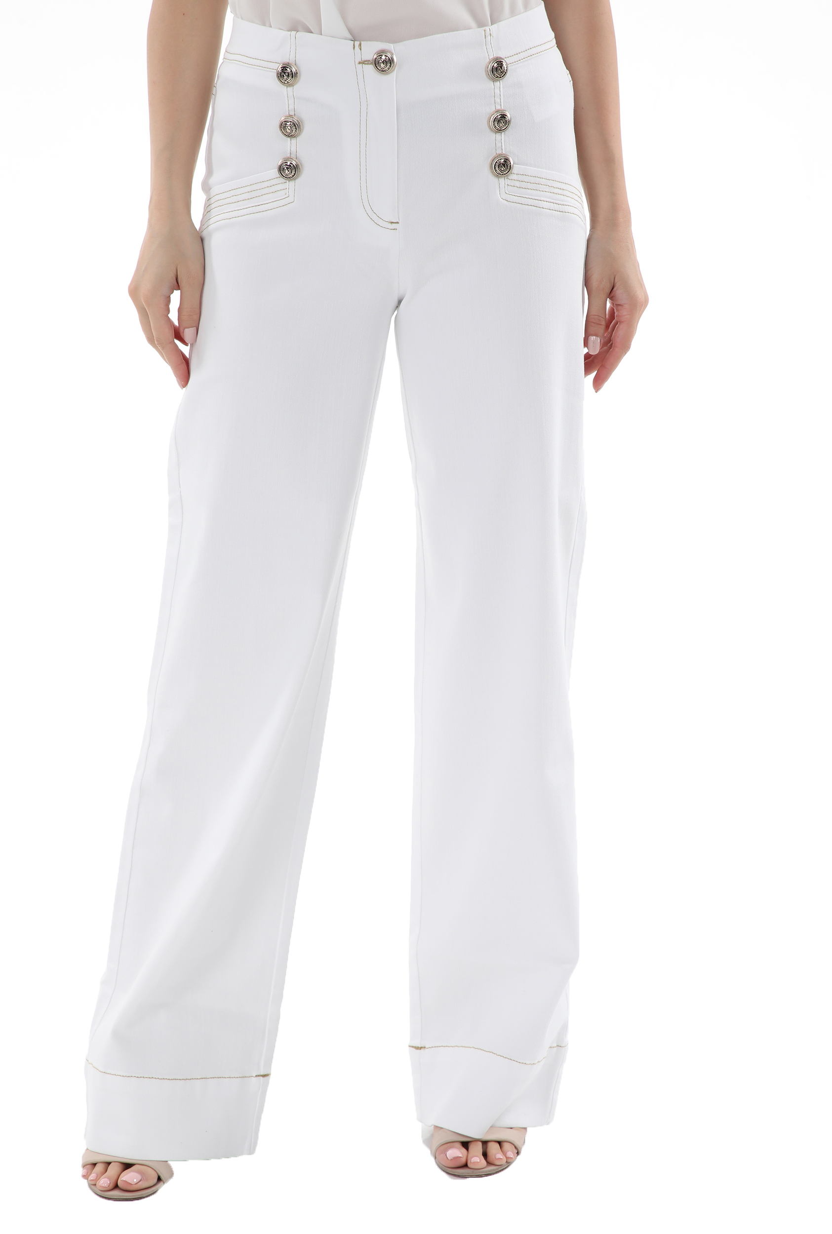 Γυναικεία/Ρούχα/Παντελόνια/Παντελόνες NENETTE - Γυναικεία παντελόνα NENETTE J-SINATRA PANT PALAZZO TINTO CAPO λευκή