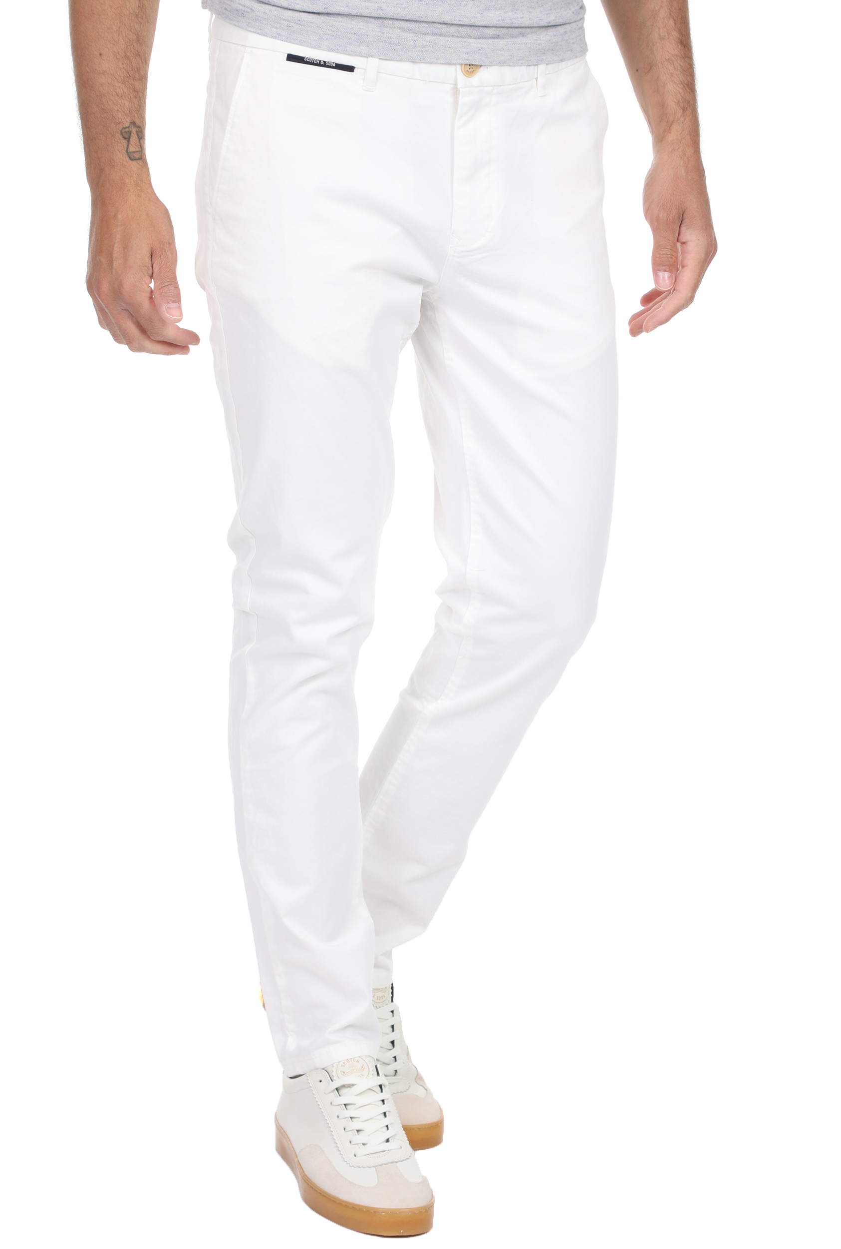 Ανδρικά/Ρούχα/Παντελόνια/Chinos SCOTCH & SODA - Ανδρικό chino παντελόνι SCOTCH & SODA MOTT λευκό