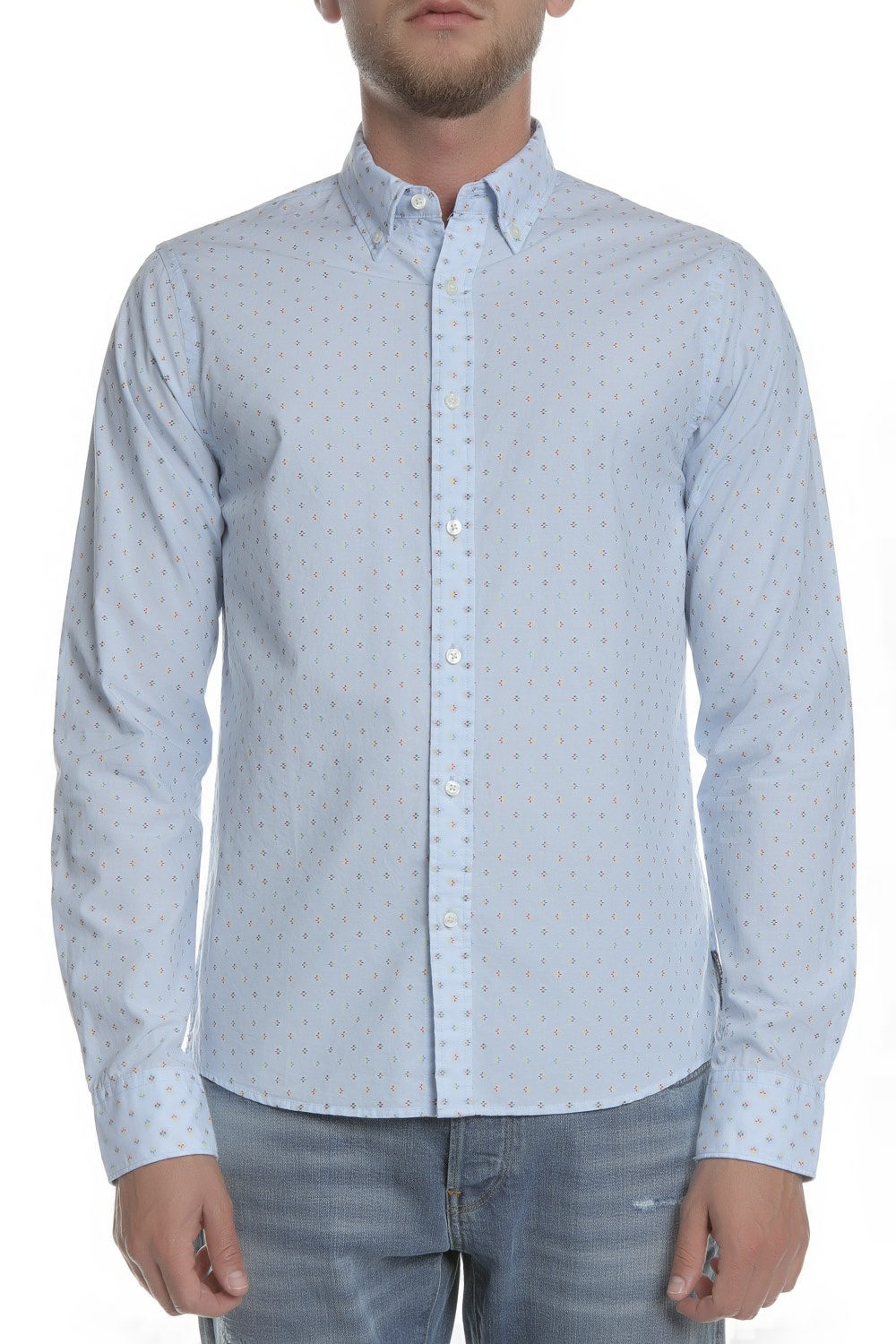 Ανδρικά/Ρούχα/Πουκάμισα/Μακρυμάνικα SCOTCH & SODA - Ανδρικό πουκάμισο SCOTCH & SODA γαλάζιο