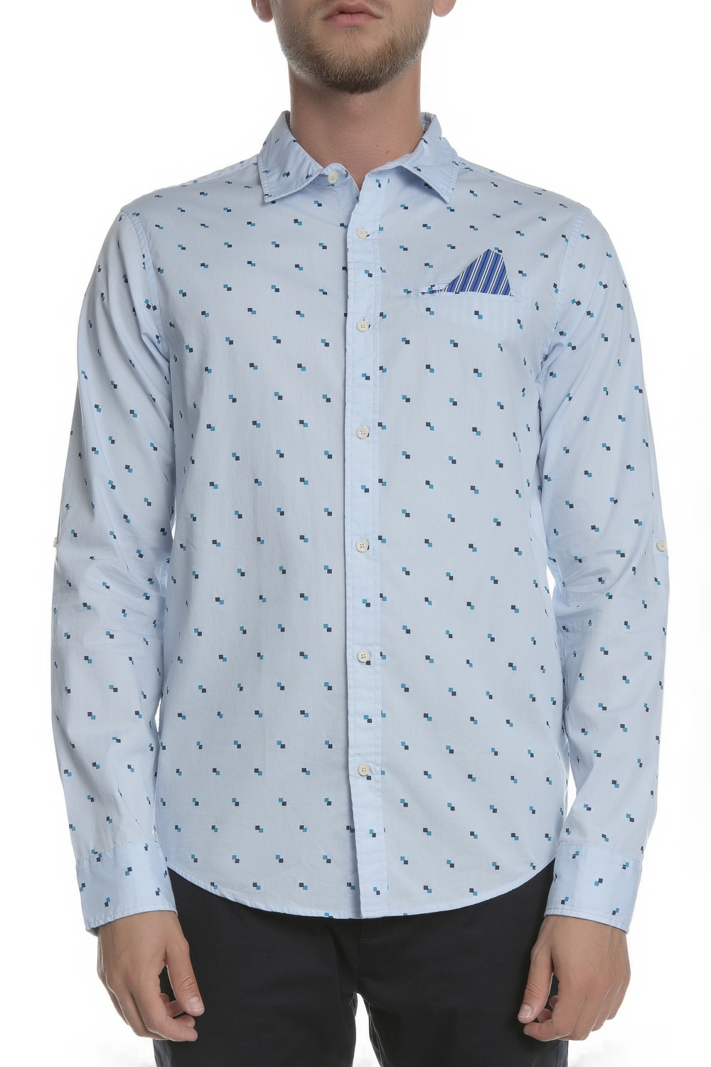 Ανδρικά/Ρούχα/Πουκάμισα/Μακρυμάνικα SCOTCH & SODA - Ανδρικό πουκάμισο SCOTCH & SODA γαλάζιο