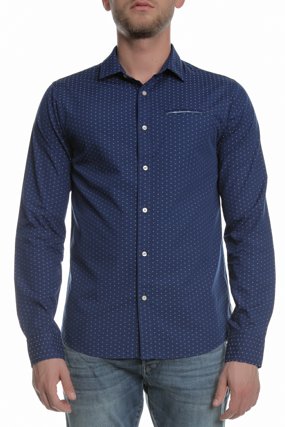 Ανδρικά/Ρούχα/Πουκάμισα/Μακρυμάνικα SCOTCH & SODA - Ανδρικό πουκάμισο SCOTCH & SODA μπλε