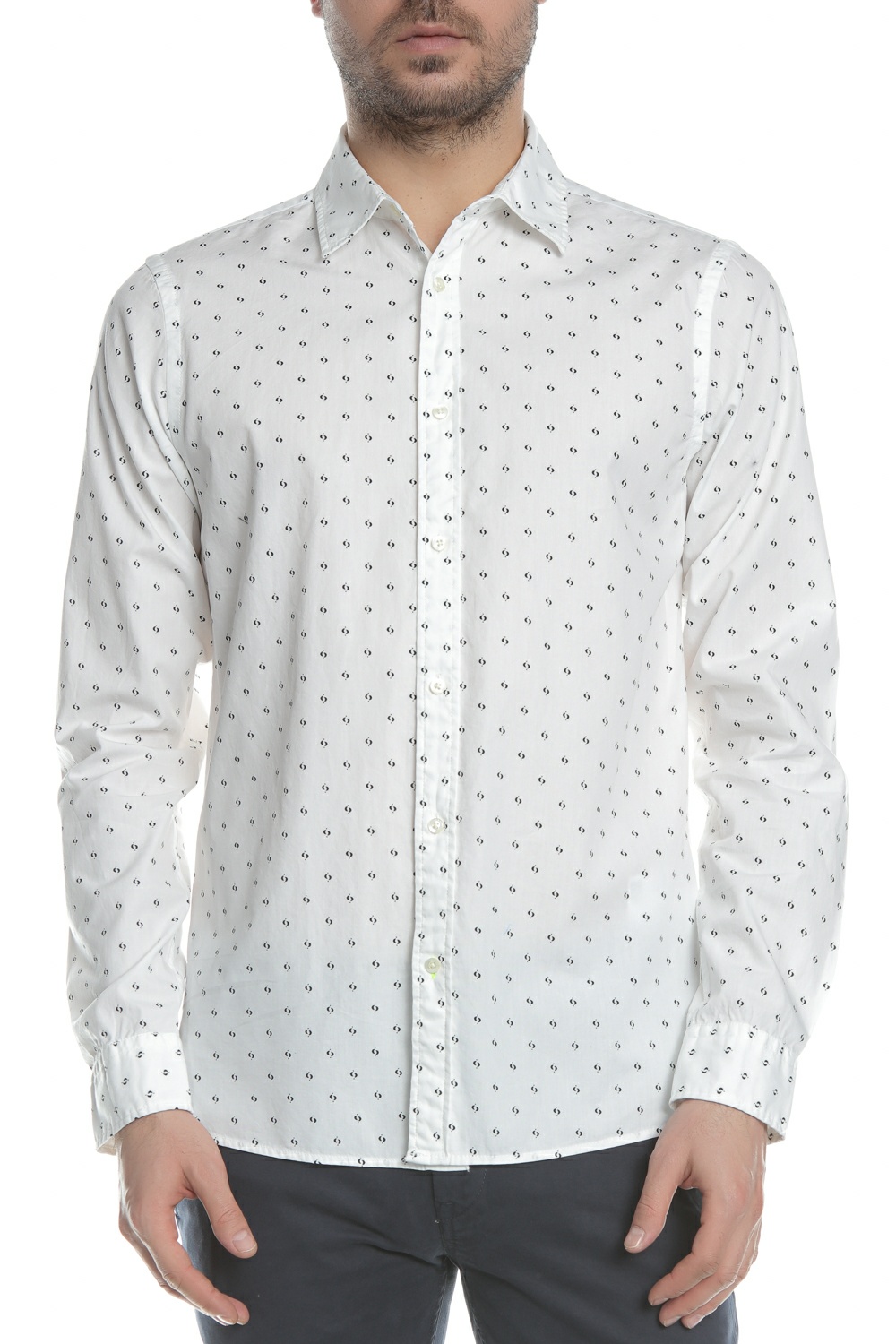 Ανδρικά/Ρούχα/Πουκάμισα/Μακρυμάνικα SCOTCH & SODA - Ανδρικό πουκάμισο SCOTCH & SODA λευκό μπλέ