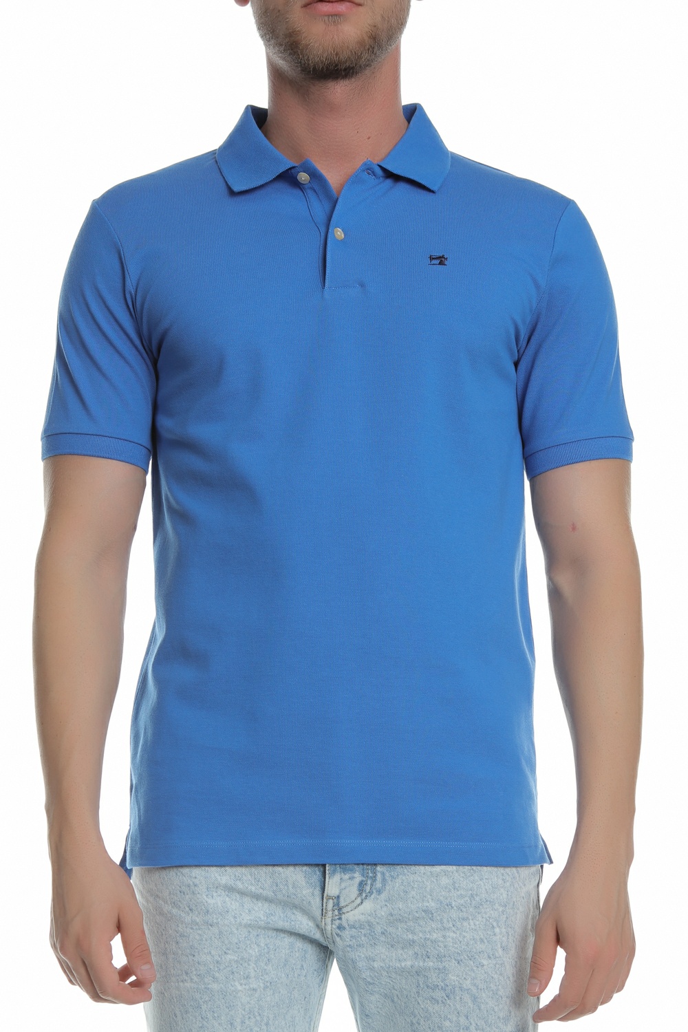 Ανδρικά/Ρούχα/Μπλούζες/Πόλο SCOTCH & SODA - Ανδρική κοντομάνικη πόλο μπλούζα SCOTCH & SODA μπλε